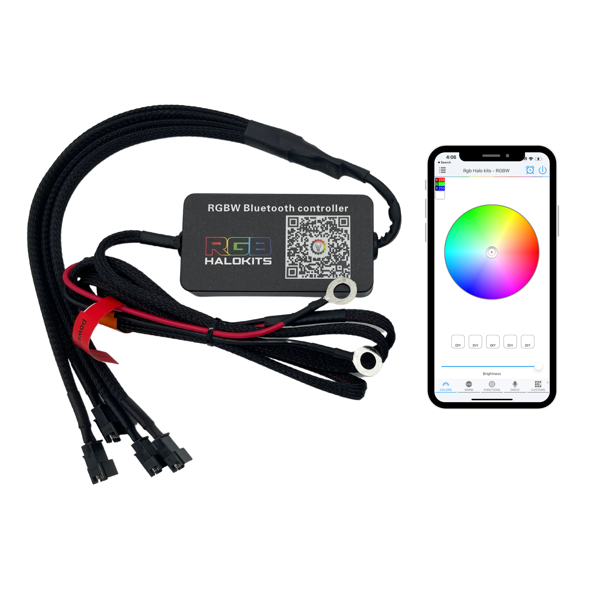 RGBW Bluetooth Controller - RGB Halo Kits Multicolor Flow Series Color Chasing RGBWA LED headlight kit Oracle Lighting Trendz OneUpLighting Morimoto theretrofitsource AutoLEDTech Diode Dynamics