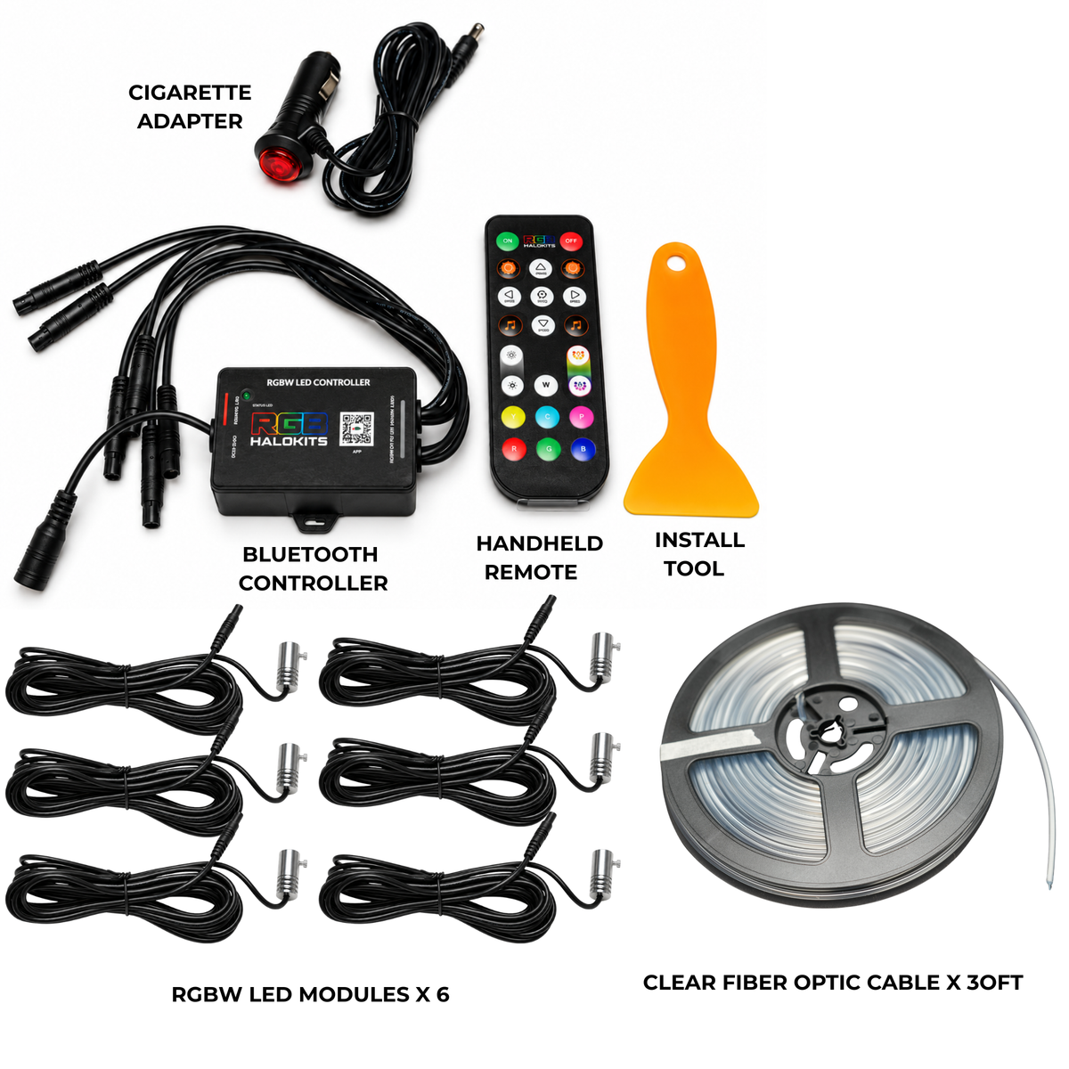 RGBW Fiber Optic Interior Ambient Lighting Kit 2.0 (6pc)