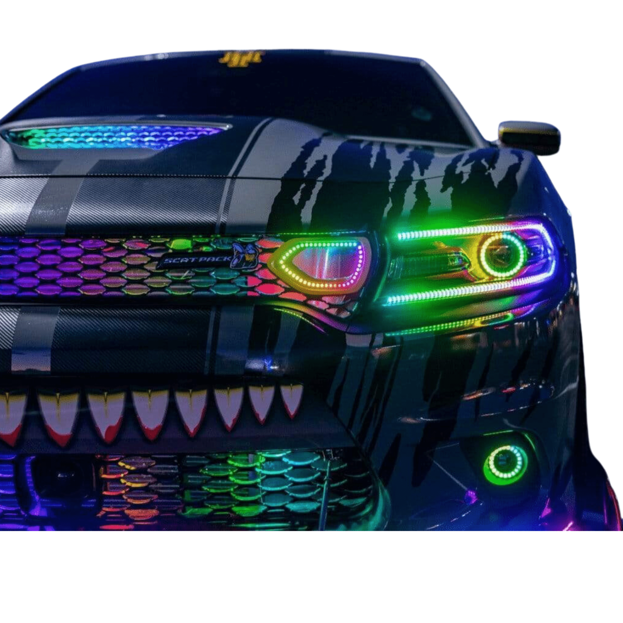 Dodge Charger Snorkel Air Intake Multicolor Halo Kit (2019-2023) – Custom Multicolor LED Lighting by RGB Halo Kits