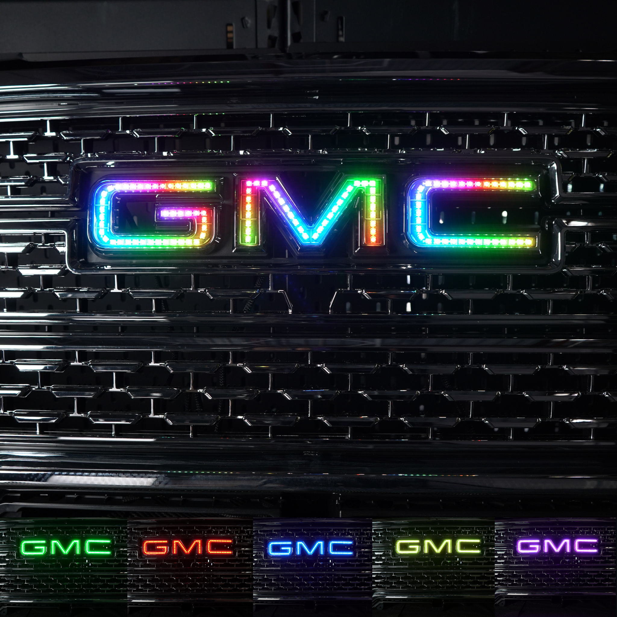 GMC LED Emblem: Multicolor (1999-2024) (tiktok) – Custom Multicolor LED Lighting by RGB Halo Kits