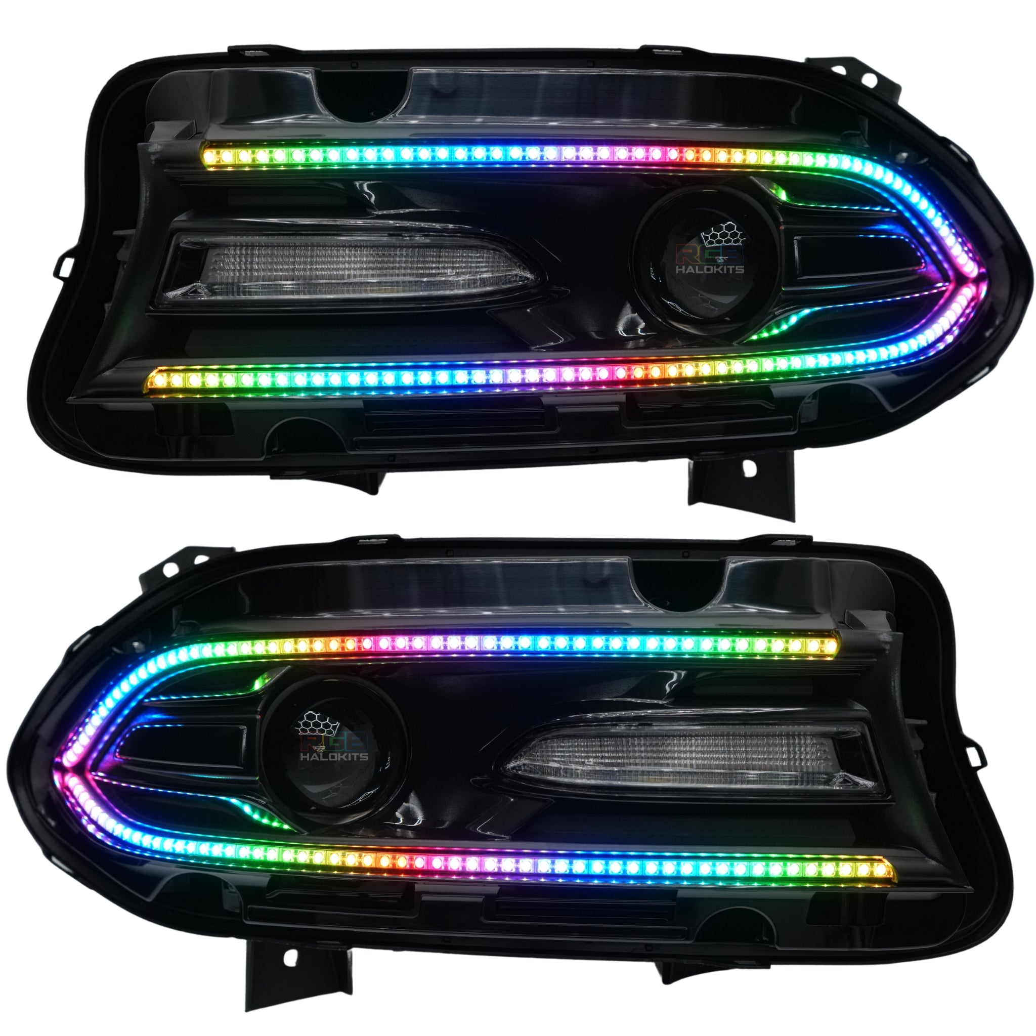 Dodge Charger: Multicolor Headlights (2015-2023) – Custom Multicolor LED Lighting by RGB Halo Kits