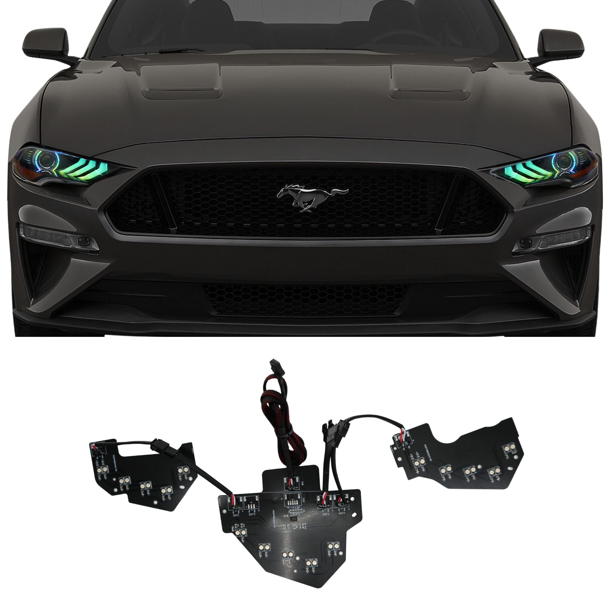Ford Mustang Multicolor Flow Series DRL Boards (2018-2023) – Custom Multicolor LED Lighting by RGB Halo Kits