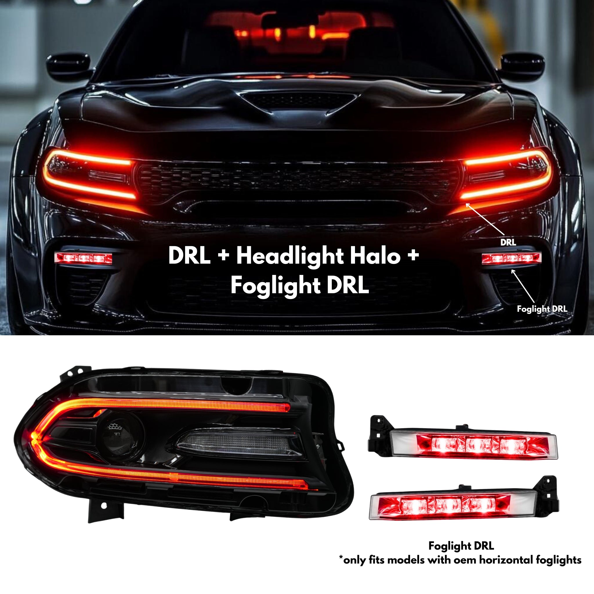 Dodge Charger RGBWA DRL Boards (2015-2023) – Custom Multicolor LED Lighting by RGB Halo Kits