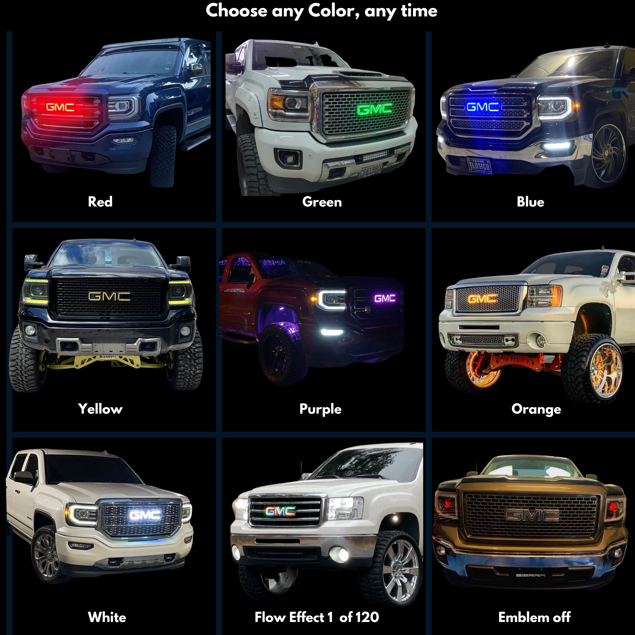 GMC LED Emblem: Multicolor (1999-2024) (tiktok) – Custom Multicolor LED Lighting by RGB Halo Kits