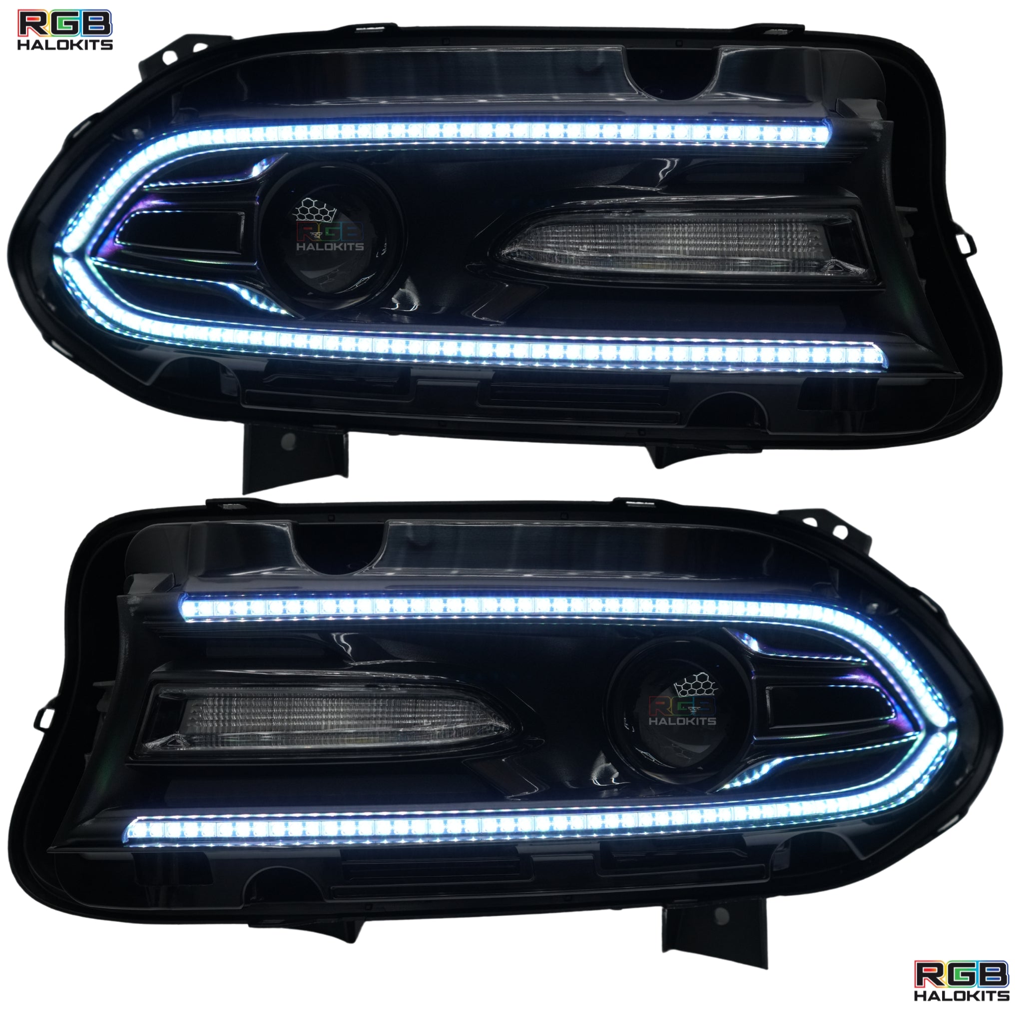 Dodge Charger: Multicolor Headlights (2015-2023) – Custom Multicolor LED Lighting by RGB Halo Kits