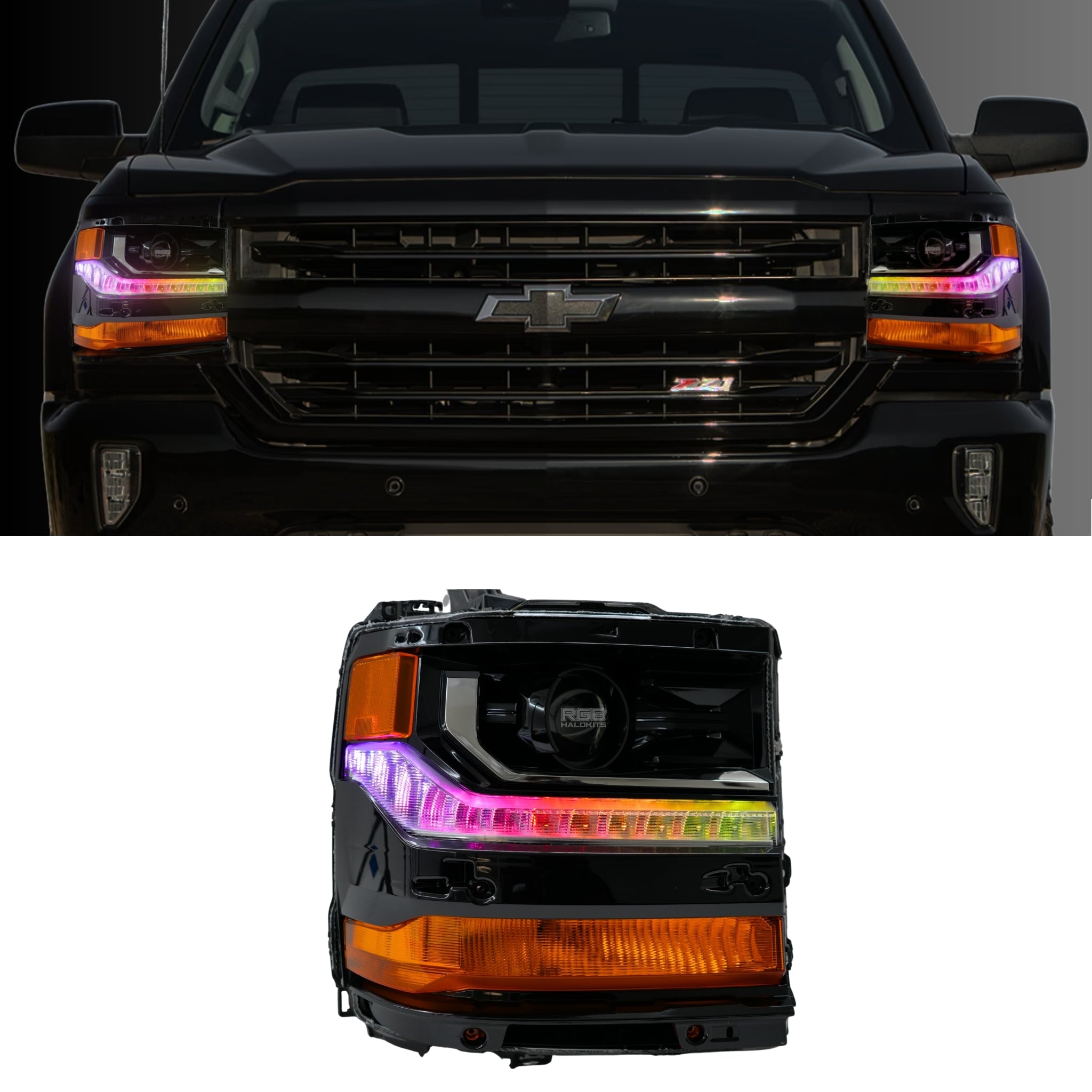 Chevrolet Silverado Multicolor Flow Serries DRL Boards (2016-2018) – Custom Multicolor LED Lighting by RGB Halo Kits