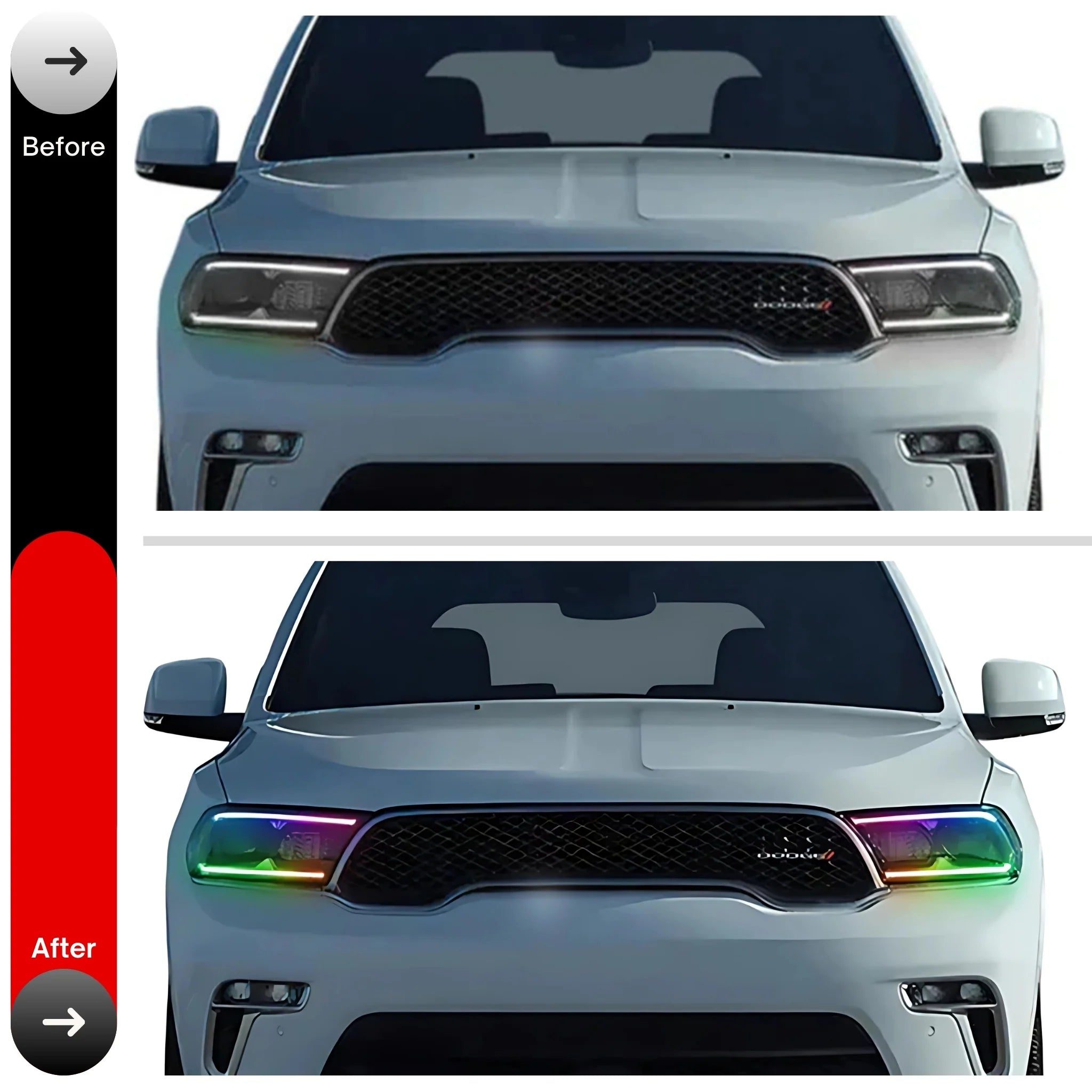Dodge Durango Multicolor Flow DRL Kit (2021-2024) – Custom Multicolor LED Lighting by RGB Halo Kits