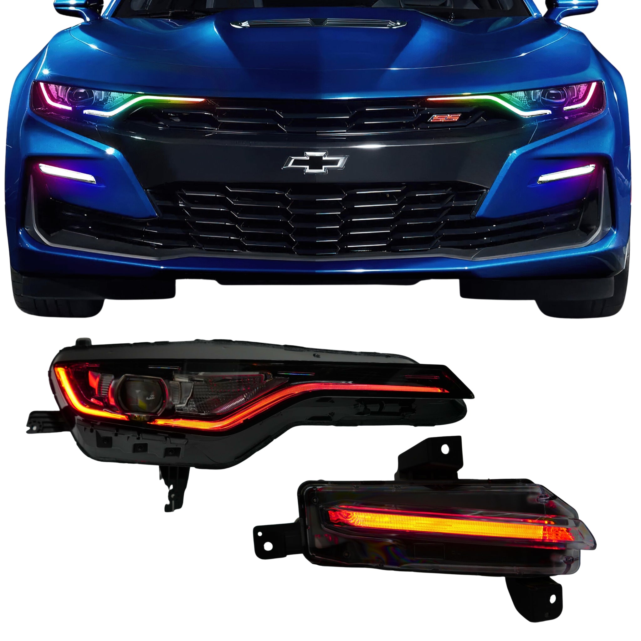 Chevrolet Camaro RS/SS RGBWA DRL Boards (2019-2024) – Custom Multicolor LED Lighting by RGB Halo Kits