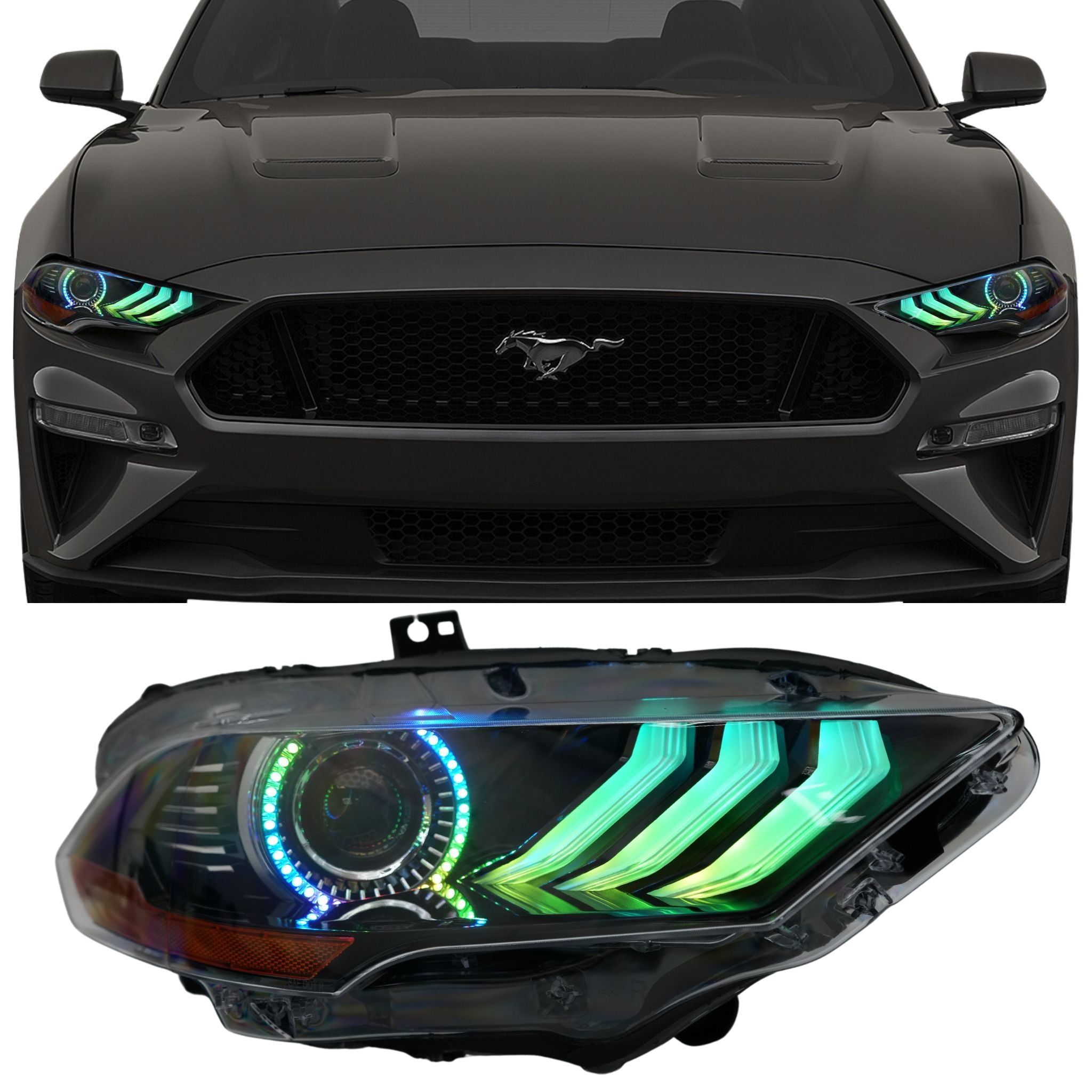 Ford Mustang Multicolor Flow Series DRL Boards (2018-2023) – Custom Multicolor LED Lighting by RGB Halo Kits