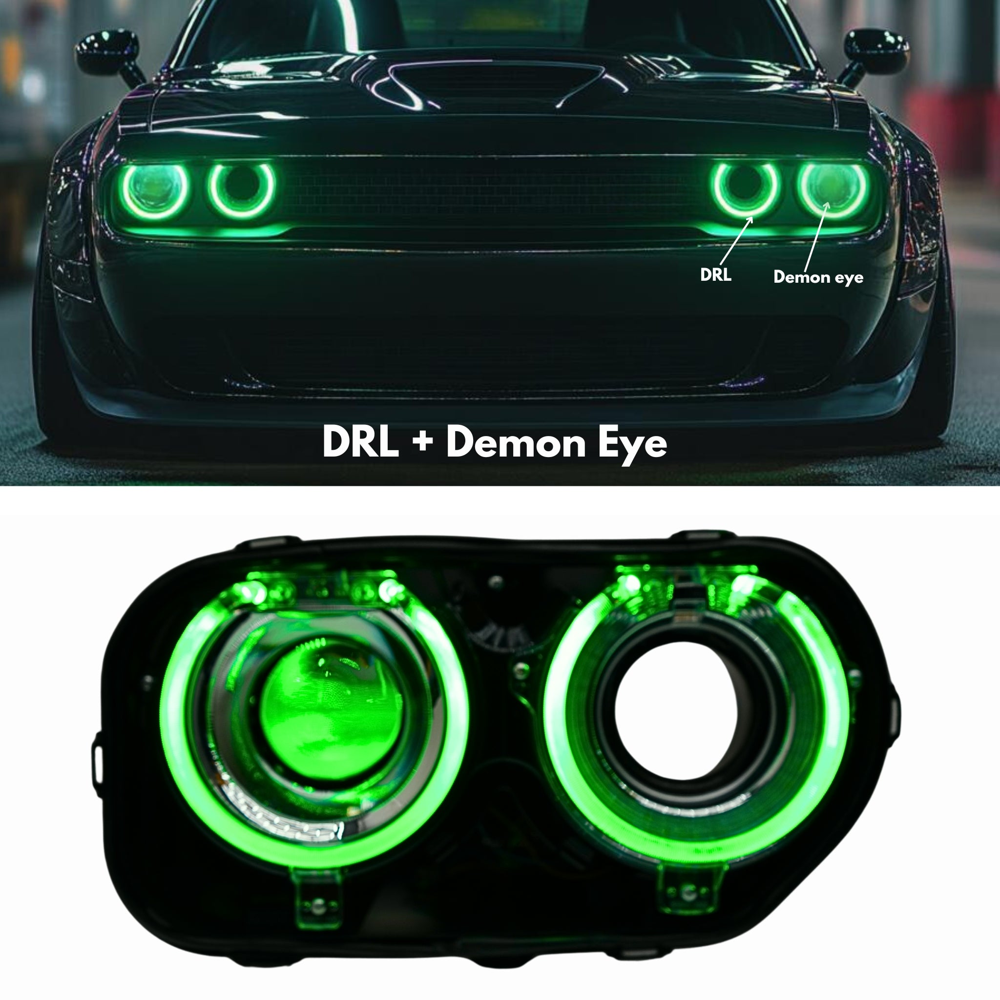 Dodge Challenger RGBW DRL Boards (2015-2024) – Custom Multicolor LED Lighting by RGB Halo Kits