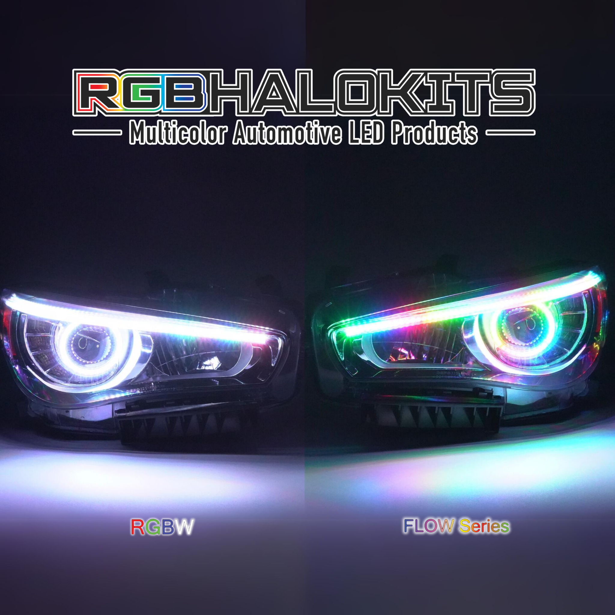 Infiniti Q50: Multicolor Headlights (2014-2024) – Custom Multicolor LED Lighting by RGB Halo Kits