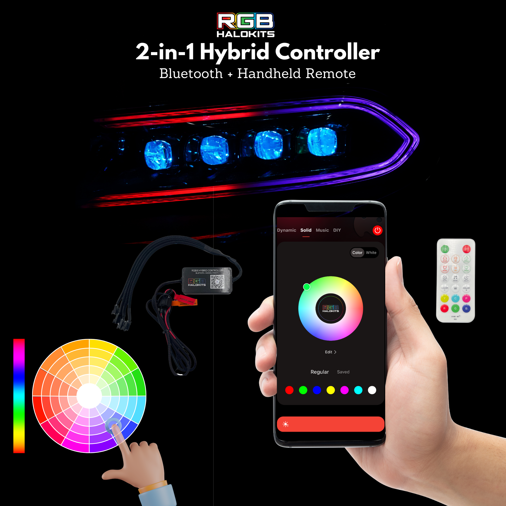 Dodge Charger: Multicolor Flow Series NOVA LED Alpha Black Headlights (2015-2023) – Custom Multicolor LED Lighting by RGB Halo Kits