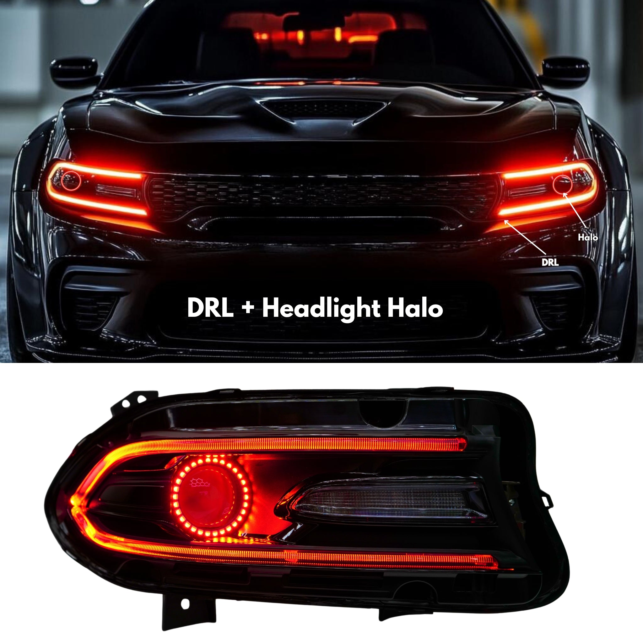 Dodge Charger RGBWA DRL Boards (2015-2023) – Custom Multicolor LED Lighting by RGB Halo Kits