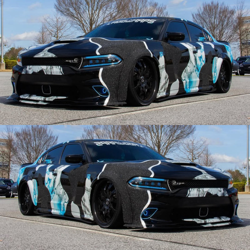 Dodge Charger: Multicolor Flow Series NOVA LED Alpha Black Headlights (2015-2023) – Custom Multicolor LED Lighting by RGB Halo Kits