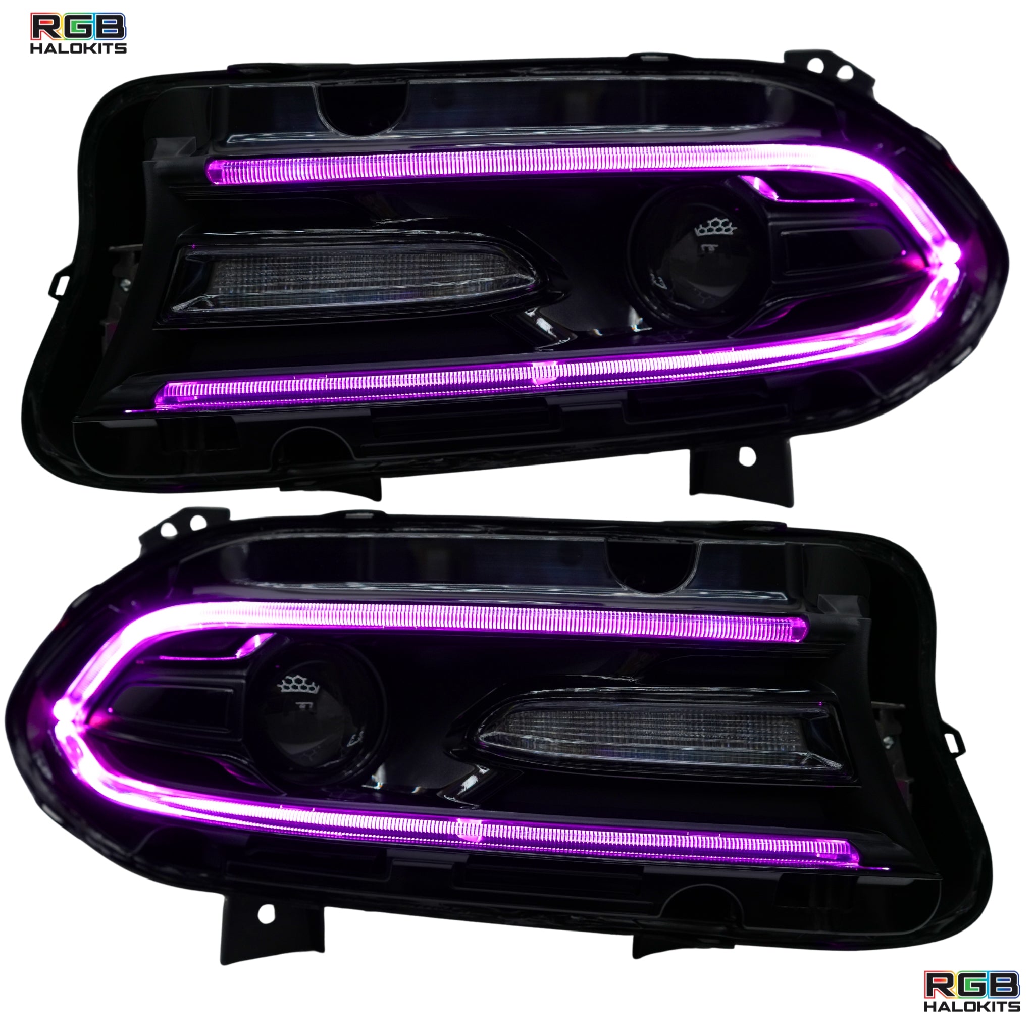 Dodge Charger: Multicolor Headlights (2015-2023) – Custom Multicolor LED Lighting by RGB Halo Kits