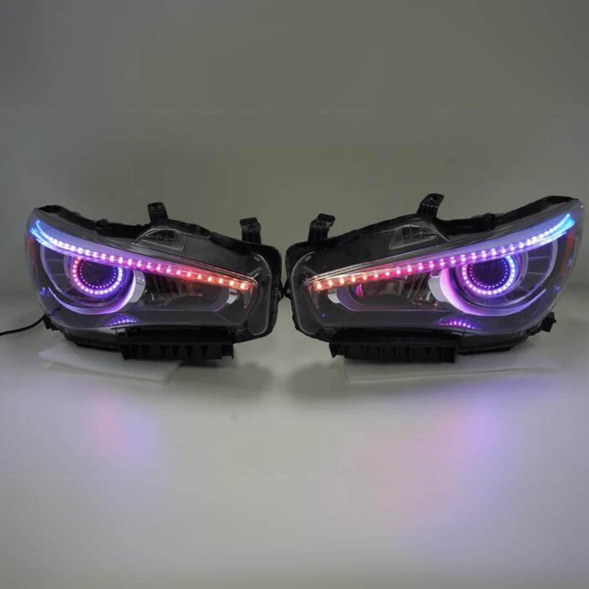 Infiniti Q50: Multicolor Headlights (2014-2024) – Custom Multicolor LED Lighting by RGB Halo Kits