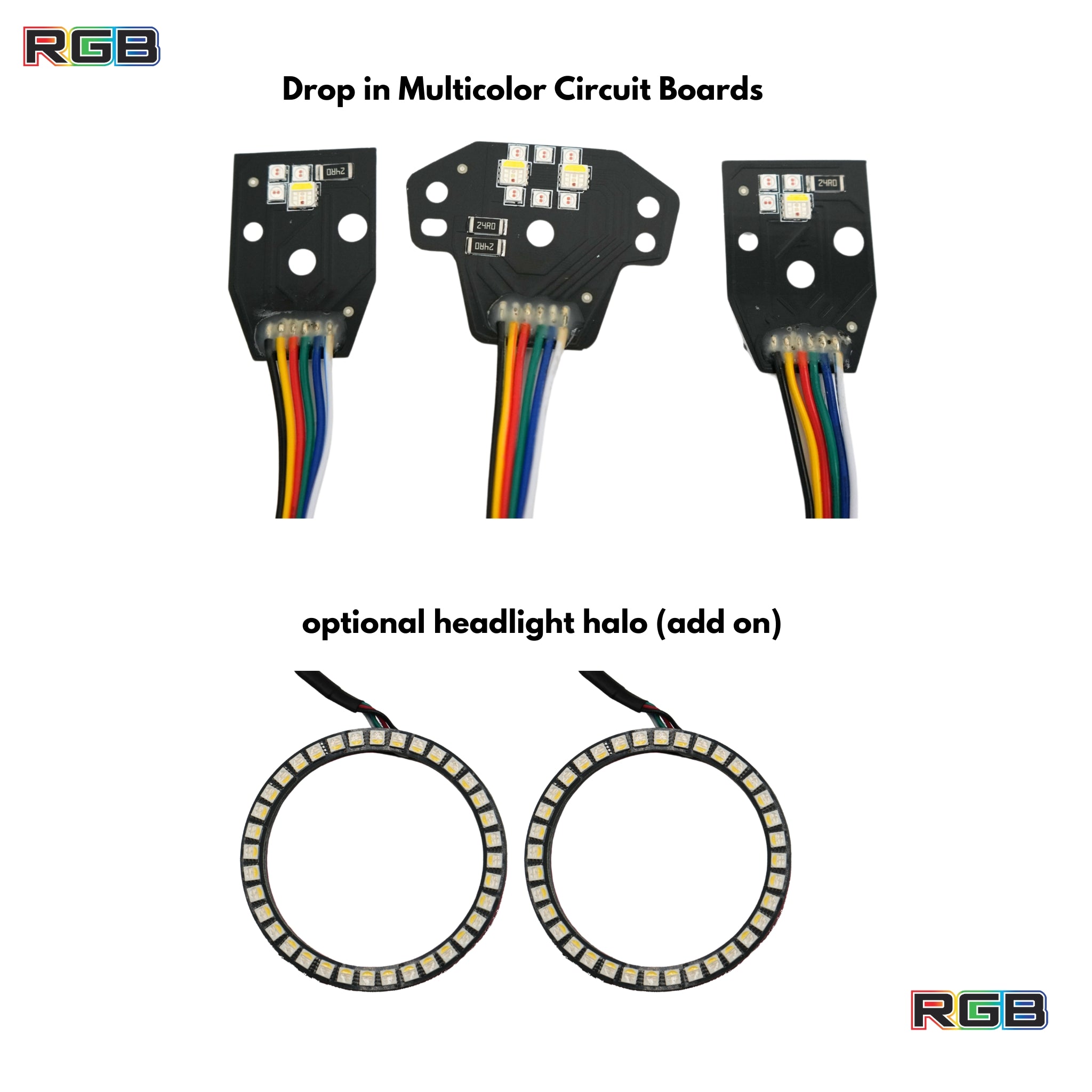 Dodge Charger RGBWA DRL Boards (2015-2023) – Custom Multicolor LED Lighting by RGB Halo Kits