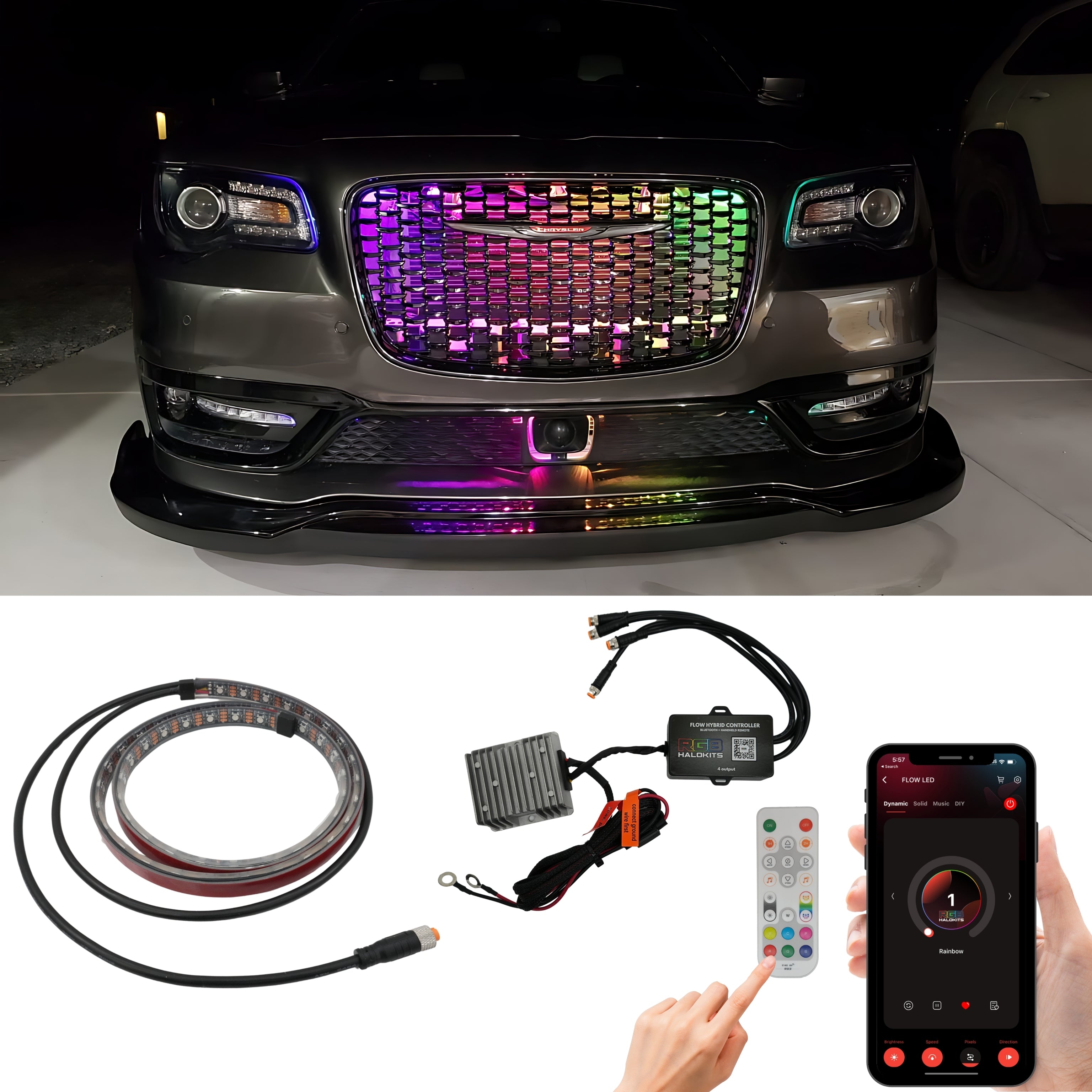 Flow Series LED Grille Kit – Custom Multicolor LED Lighting by RGB Halo Kits