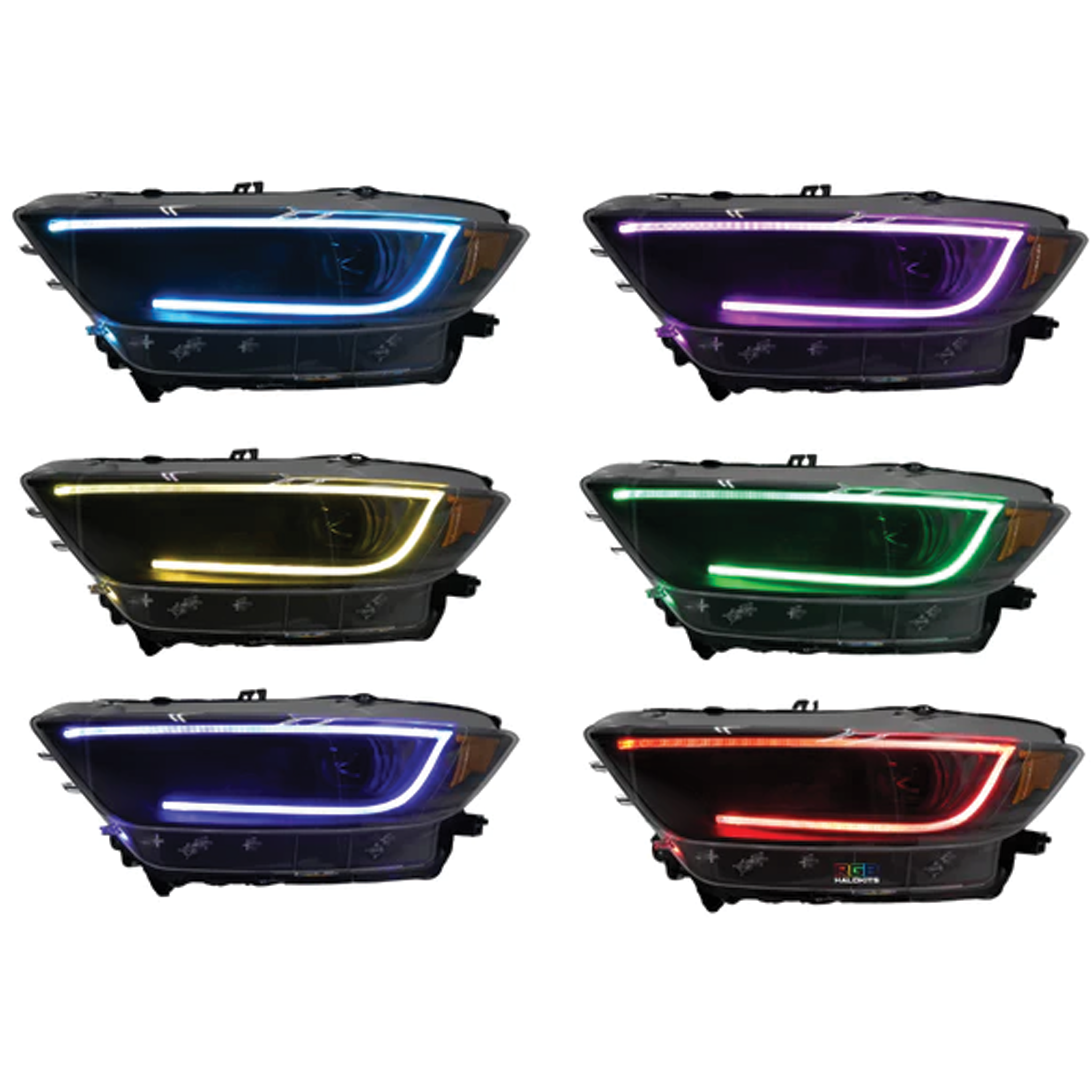 Ford Mustang: Multicolor Headlights (2015-2017) | XB Morimoto – Custom Multicolor LED Lighting by RGB Halo Kits
