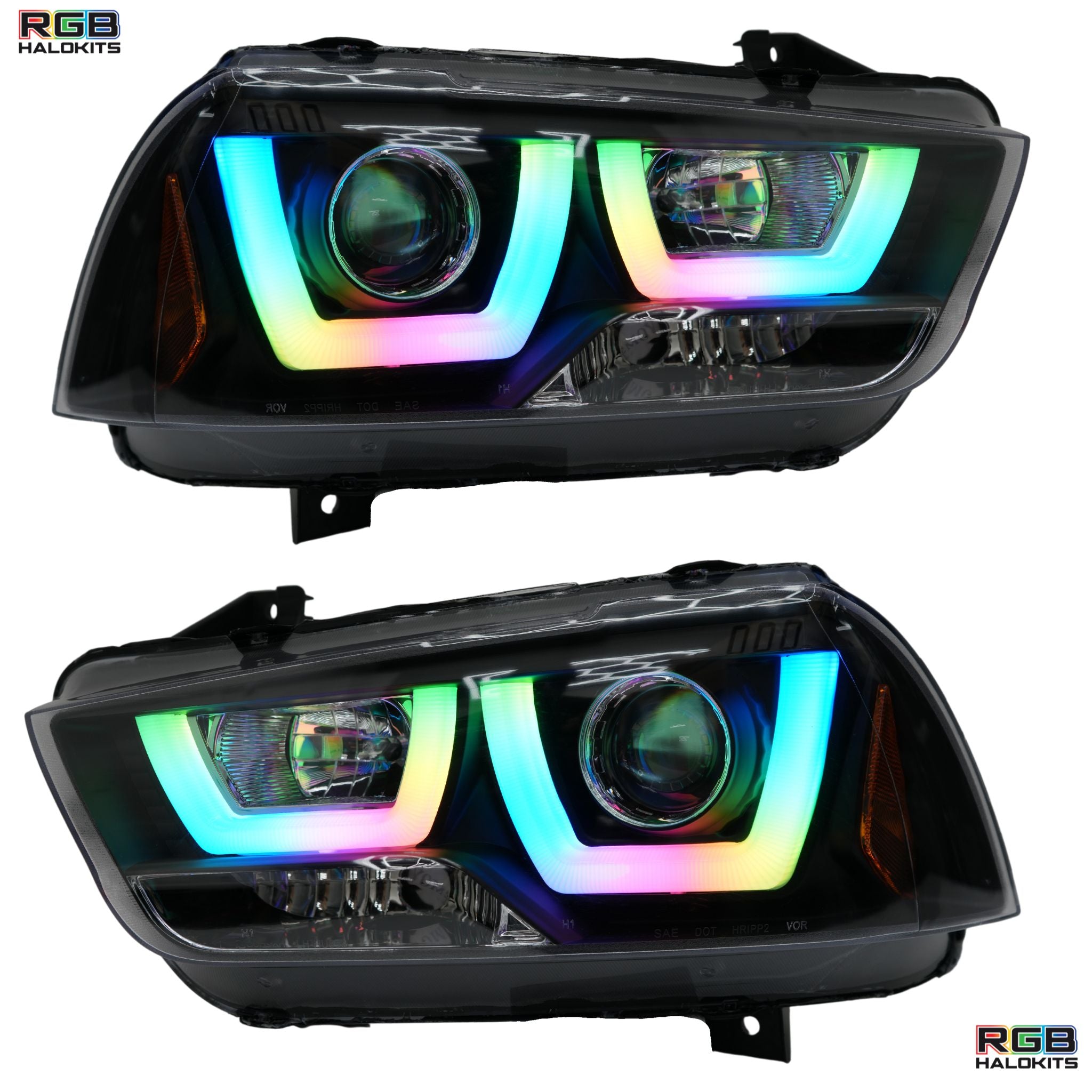 Dodge Charger Spec-D: Multicolor Flow Series Headlights (2011-2014) – Custom Multicolor LED Lighting by RGB Halo Kits