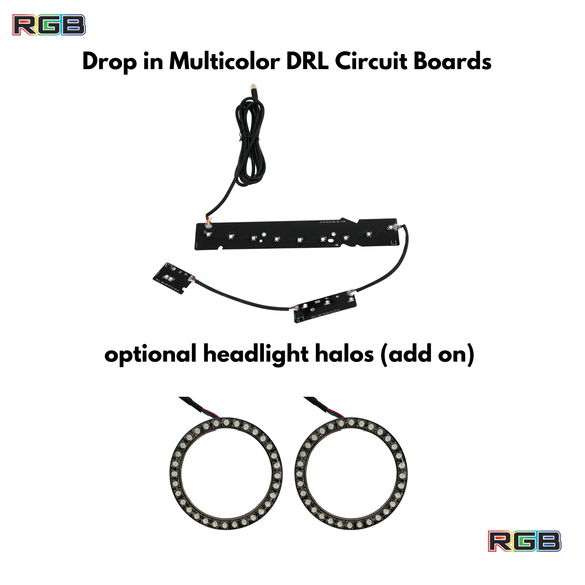Chevrolet Silverado Multicolor Flow Serries DRL Boards (2016-2018) – Custom Multicolor LED Lighting by RGB Halo Kits