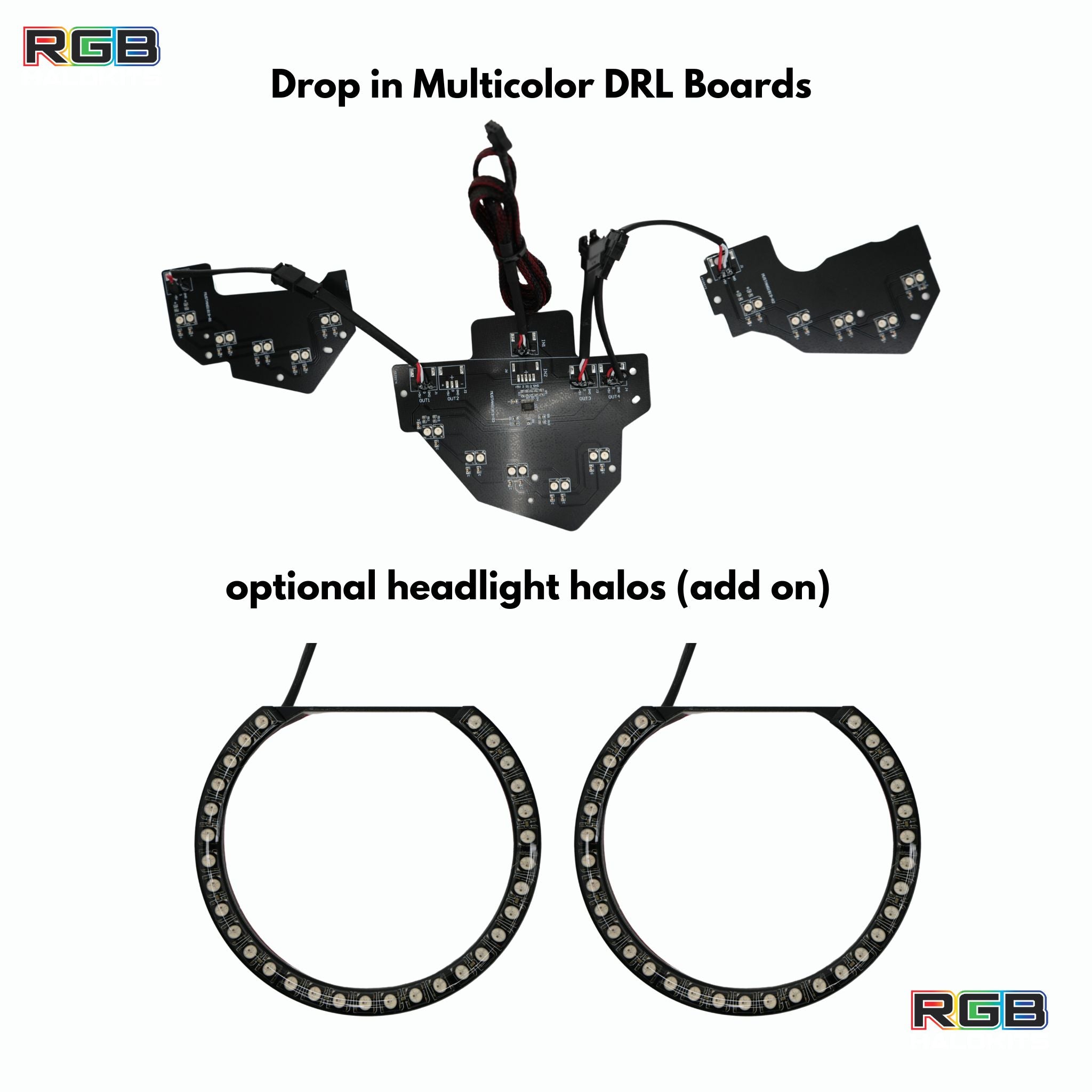 Ford Mustang Multicolor Flow Series DRL Boards (2018-2023) – Custom Multicolor LED Lighting by RGB Halo Kits