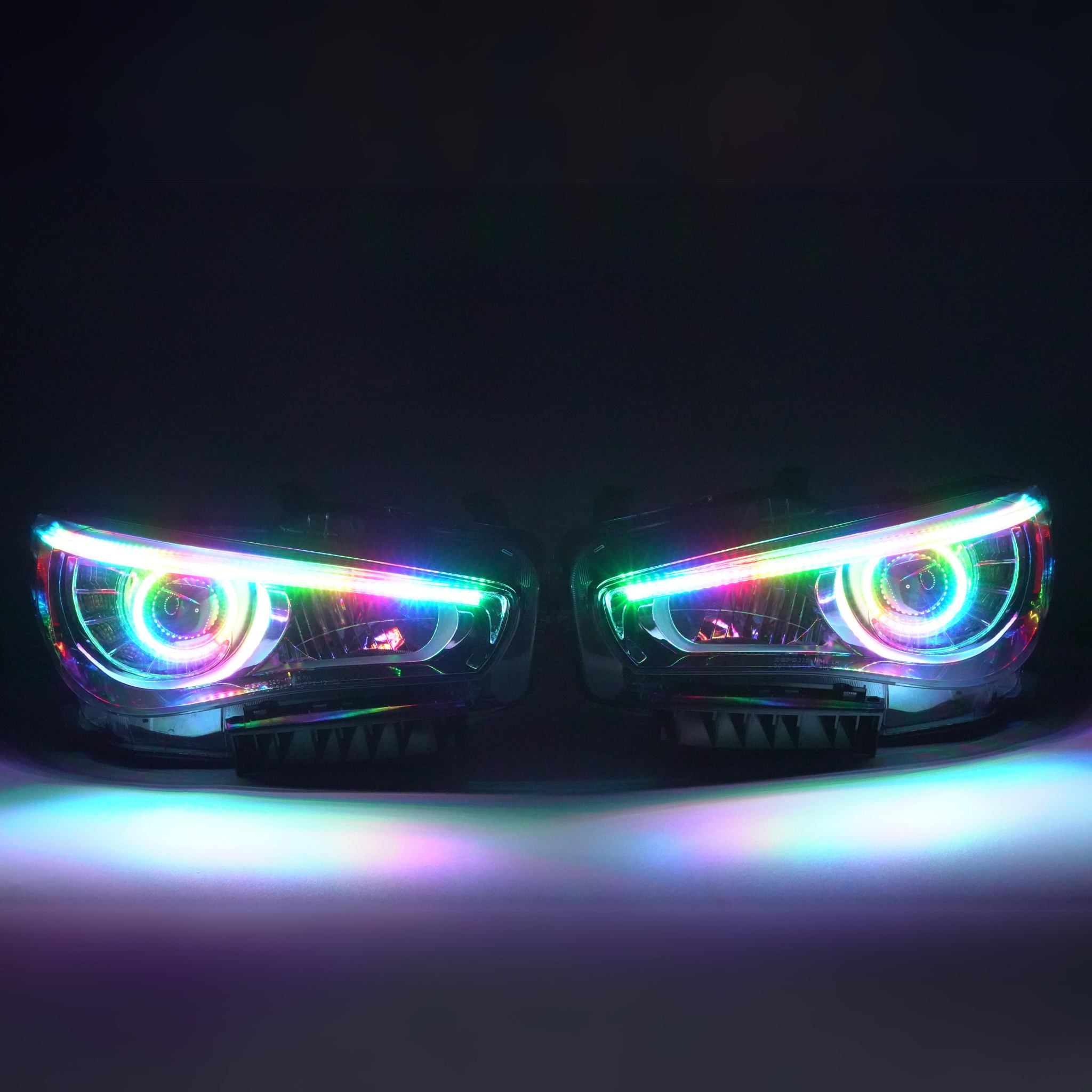 Infiniti Q50: Multicolor Headlights (2014-2024) – Custom Multicolor LED Lighting by RGB Halo Kits