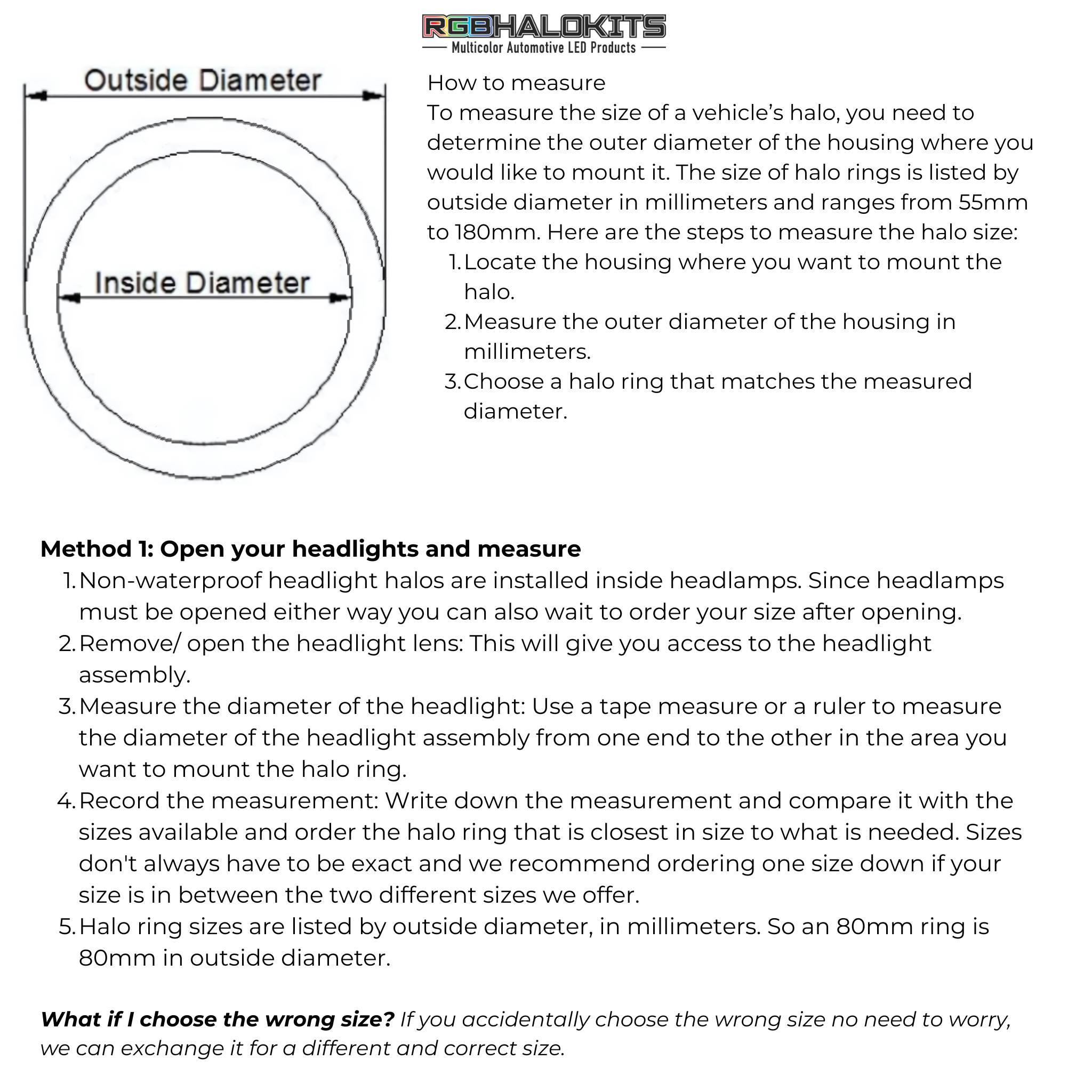 Multicolor LED Halo Rings | choose size – Custom Multicolor LED Lighting by RGB Halo Kits