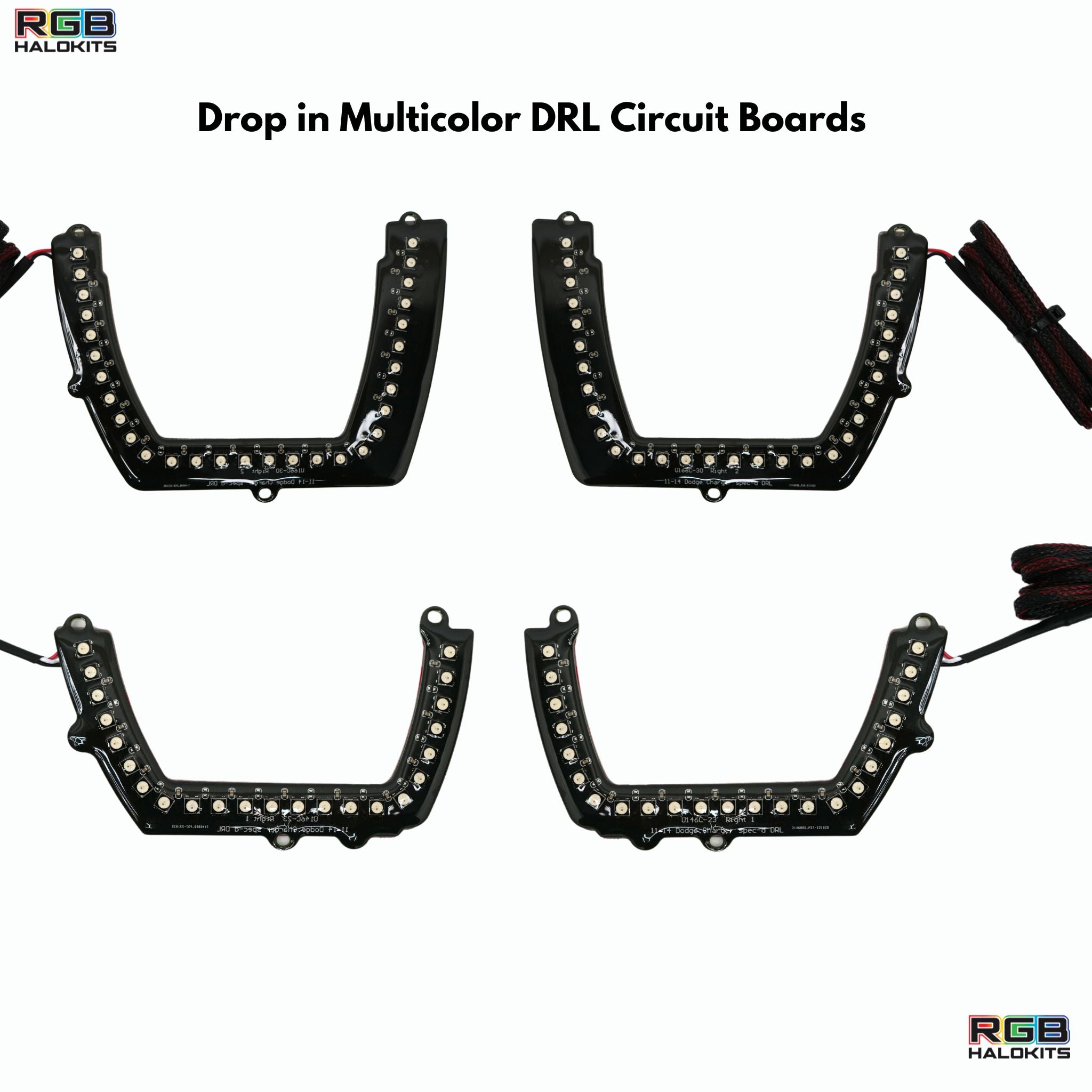 Dodge Charger Flow Series DRL Boards (for 2011-2014 Spec-D Headlights) – Custom Multicolor LED Lighting by RGB Halo Kits
