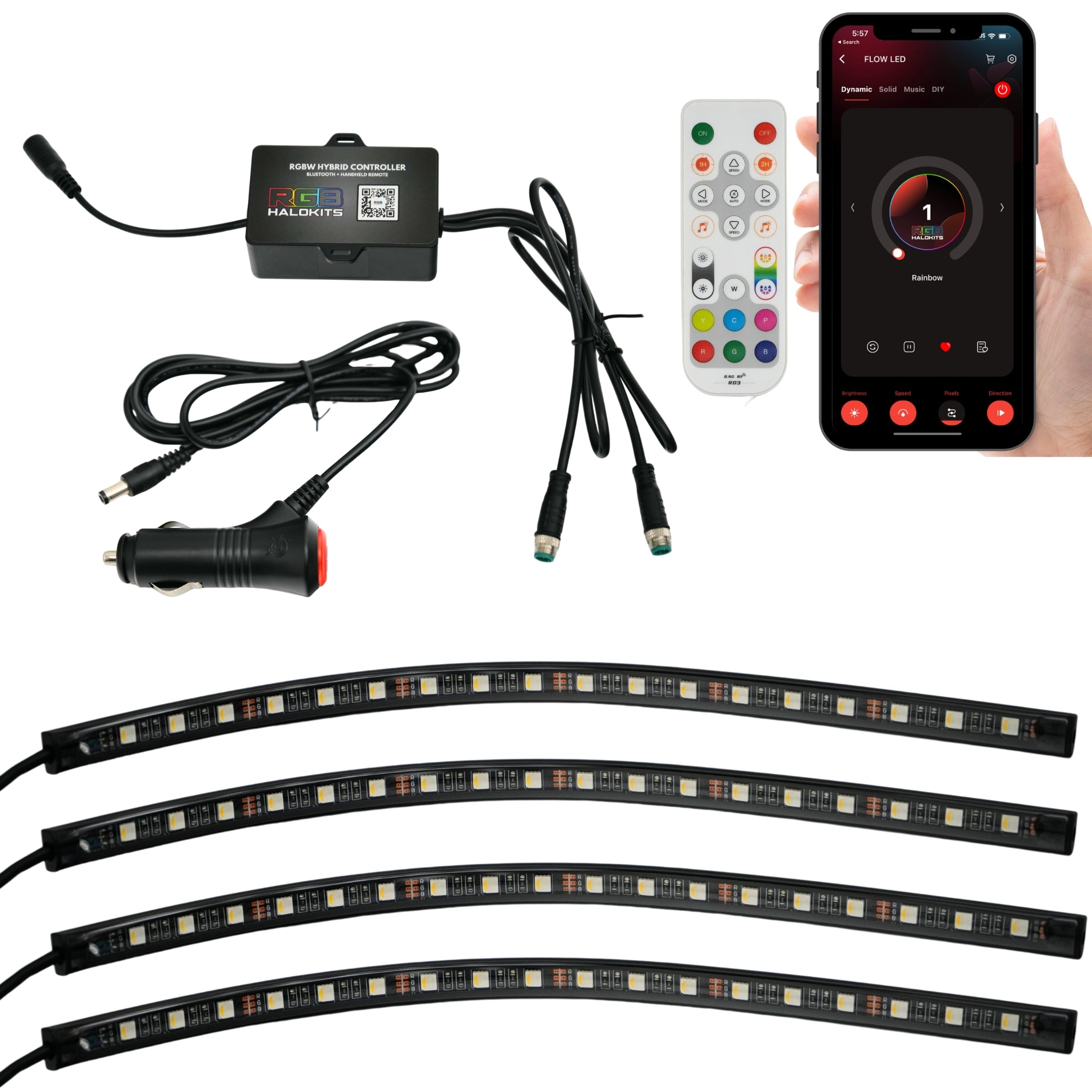 Interior Footwell Ambient Lighting Kit | Front + Rear Coverage – Custom Multicolor LED Lighting by RGB Halo Kits