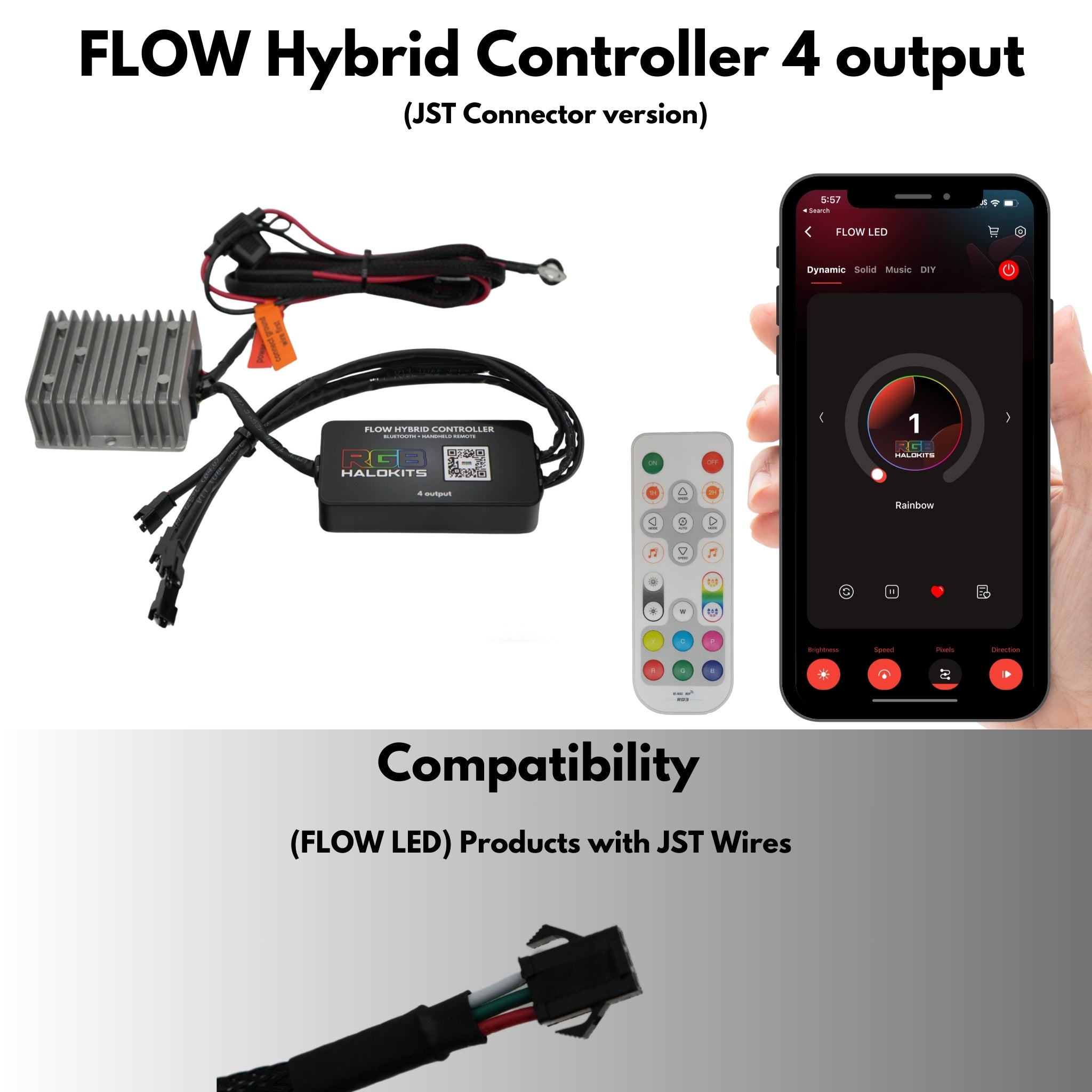 Hybrid LED Controller (Bluetooth + Handheld) – Custom Multicolor LED Lighting by RGB Halo Kits
