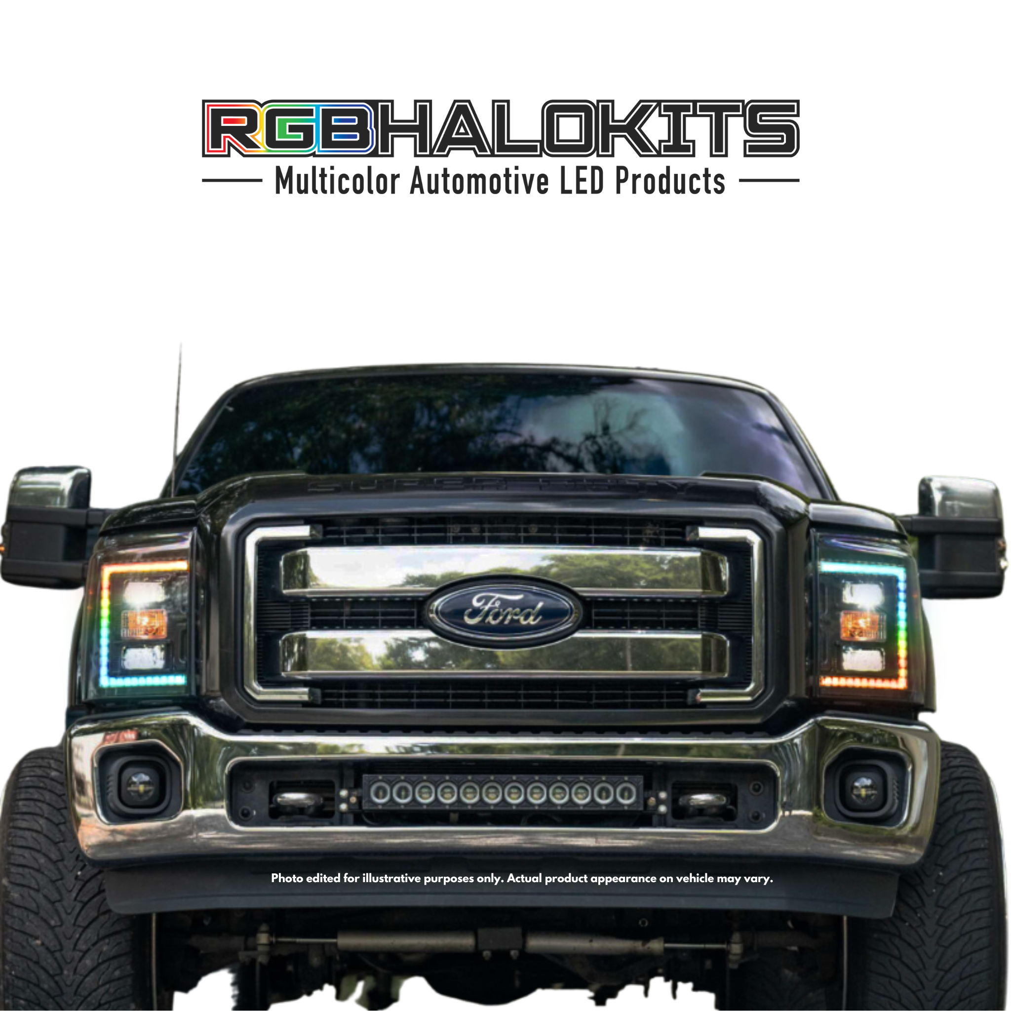Ford Super Duty: Multicolor Flow Series Headlights (2011-2016) | XB Hybrid Morimoto – Custom Multicolor LED Lighting by RGB Halo Kits
