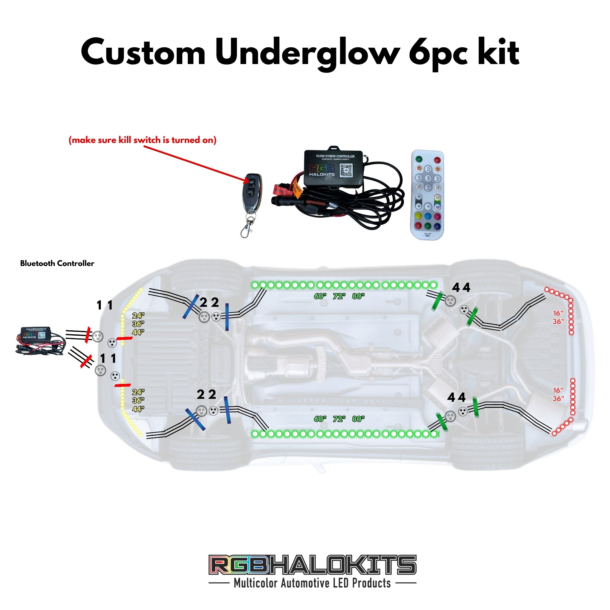 LED Underglow Lighting Kit 3.0 | Custom 6pc | Flexible – Custom Multicolor LED Lighting by RGB Halo Kits