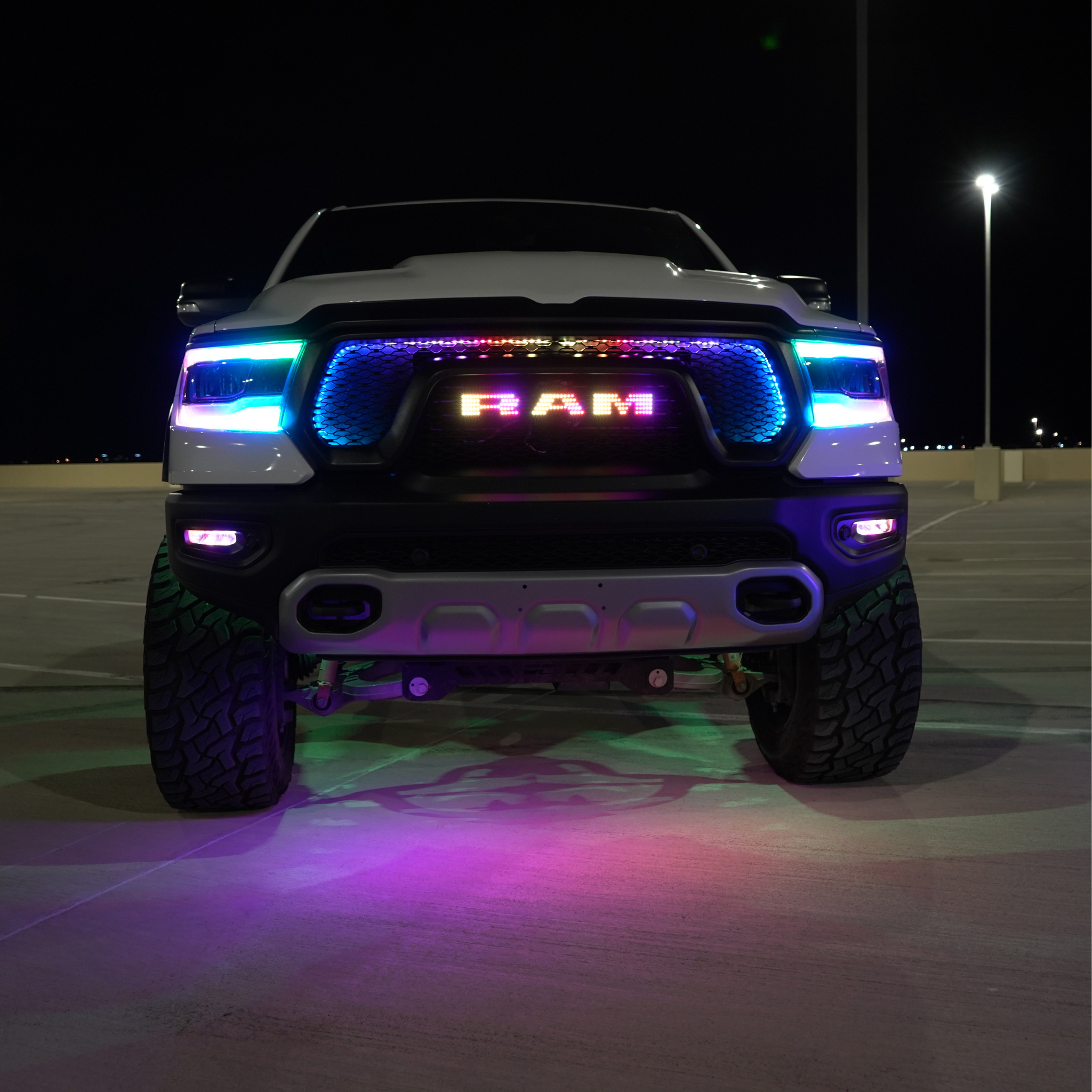Ram LED Emblem: (Multicolor Flow) 2019-2024 – Custom Multicolor LED Lighting by RGB Halo Kits