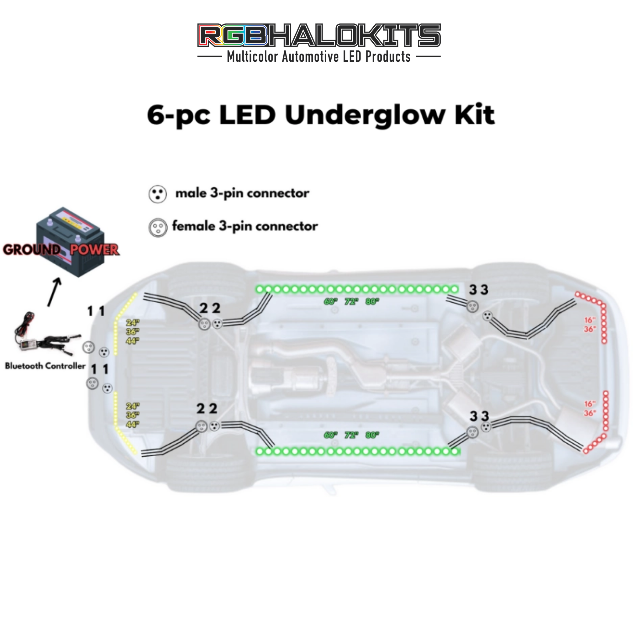 LED Underglow Replacement Strips – Custom Multicolor LED Lighting by RGB Halo Kits