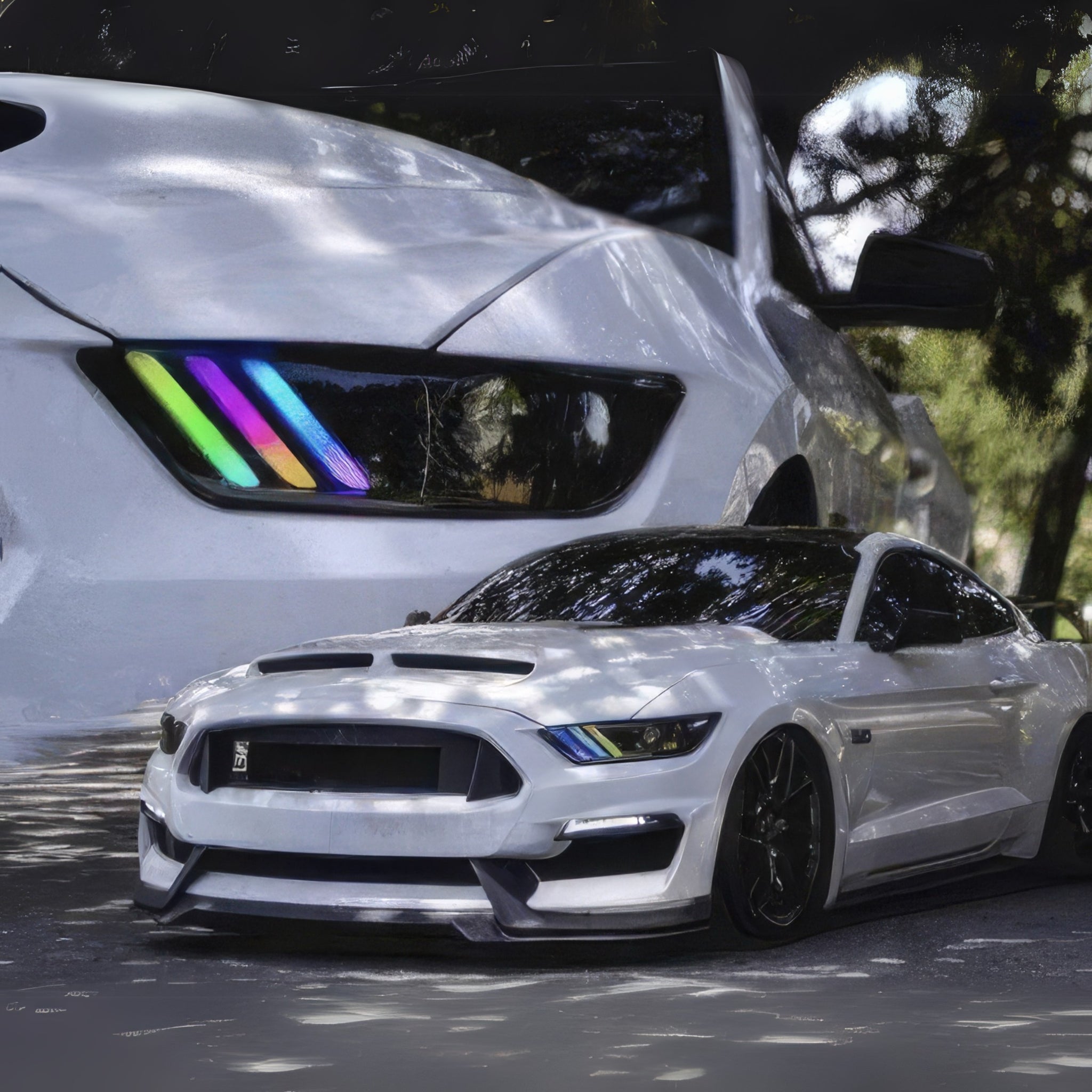 Ford Mustang: Multicolor Headlights (2015-2017) – Custom Multicolor LED Lighting by RGB Halo Kits