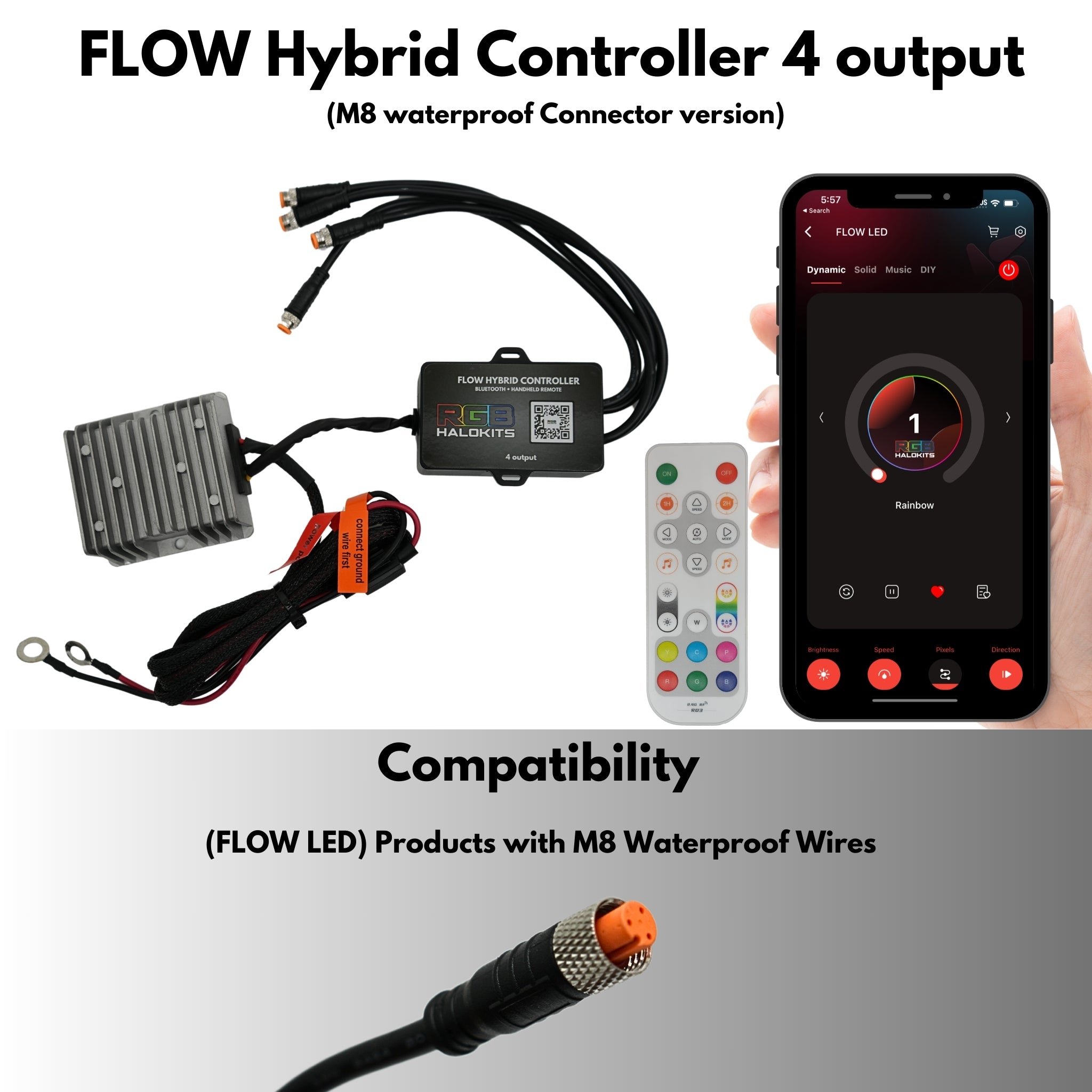 Hybrid LED Controller (Bluetooth + Handheld) – Custom Multicolor LED Lighting by RGB Halo Kits