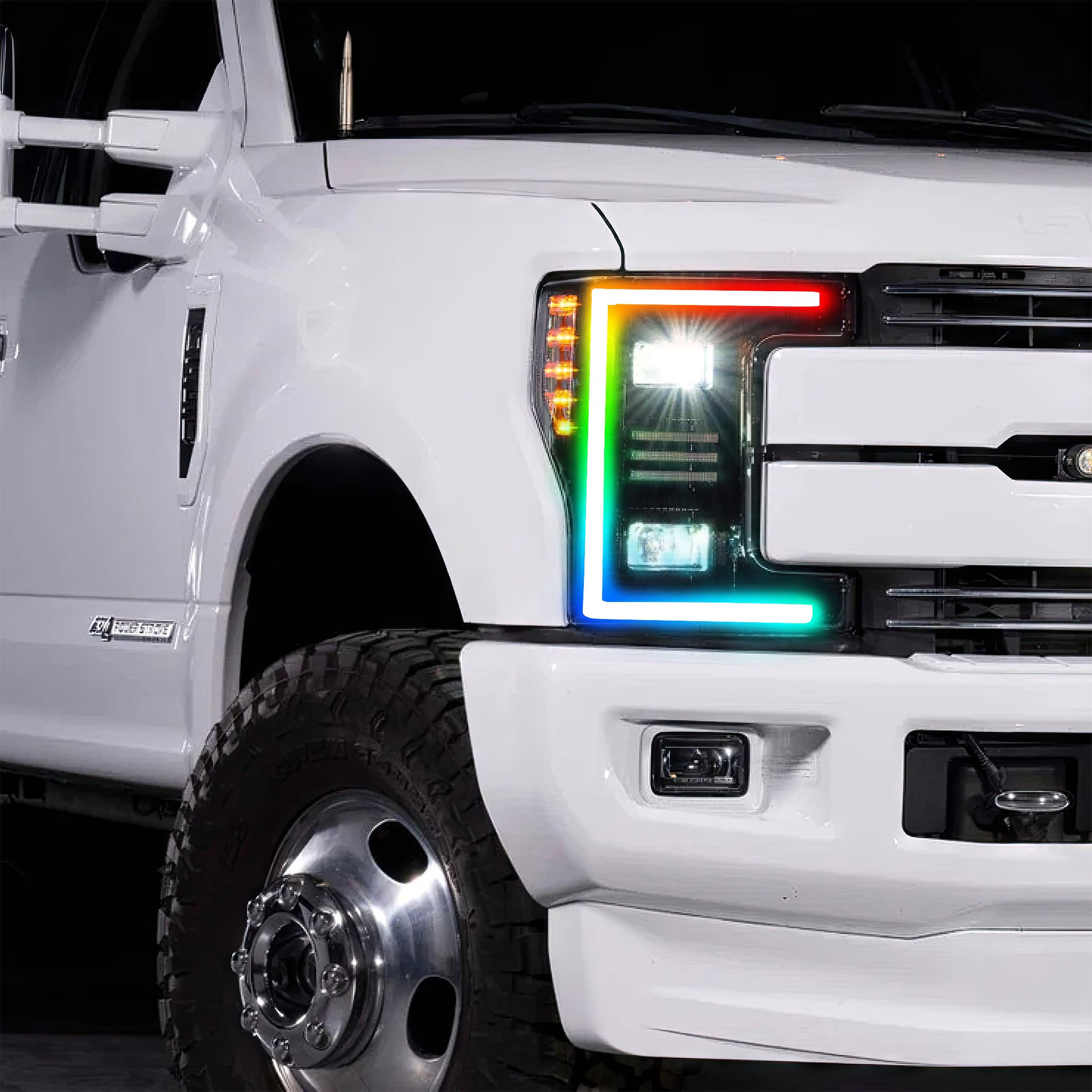 Ford Super Duty: Multicolor Flow Series Headlights (2017-2019) | XB Hybrid Morimoto – Custom Multicolor LED Lighting by RGB Halo Kits