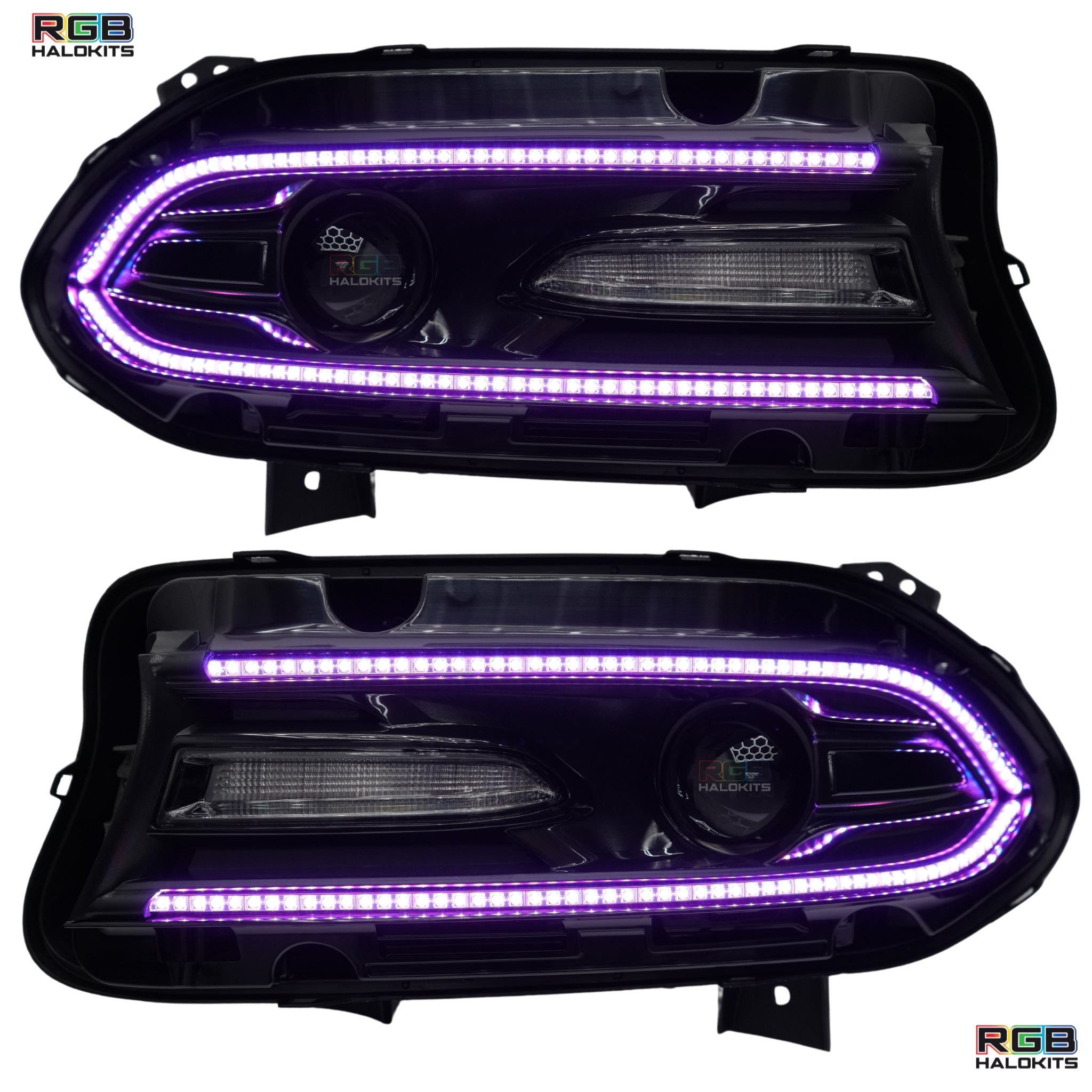 Dodge Charger: Multicolor Headlights (2015-2023) – Custom Multicolor LED Lighting by RGB Halo Kits