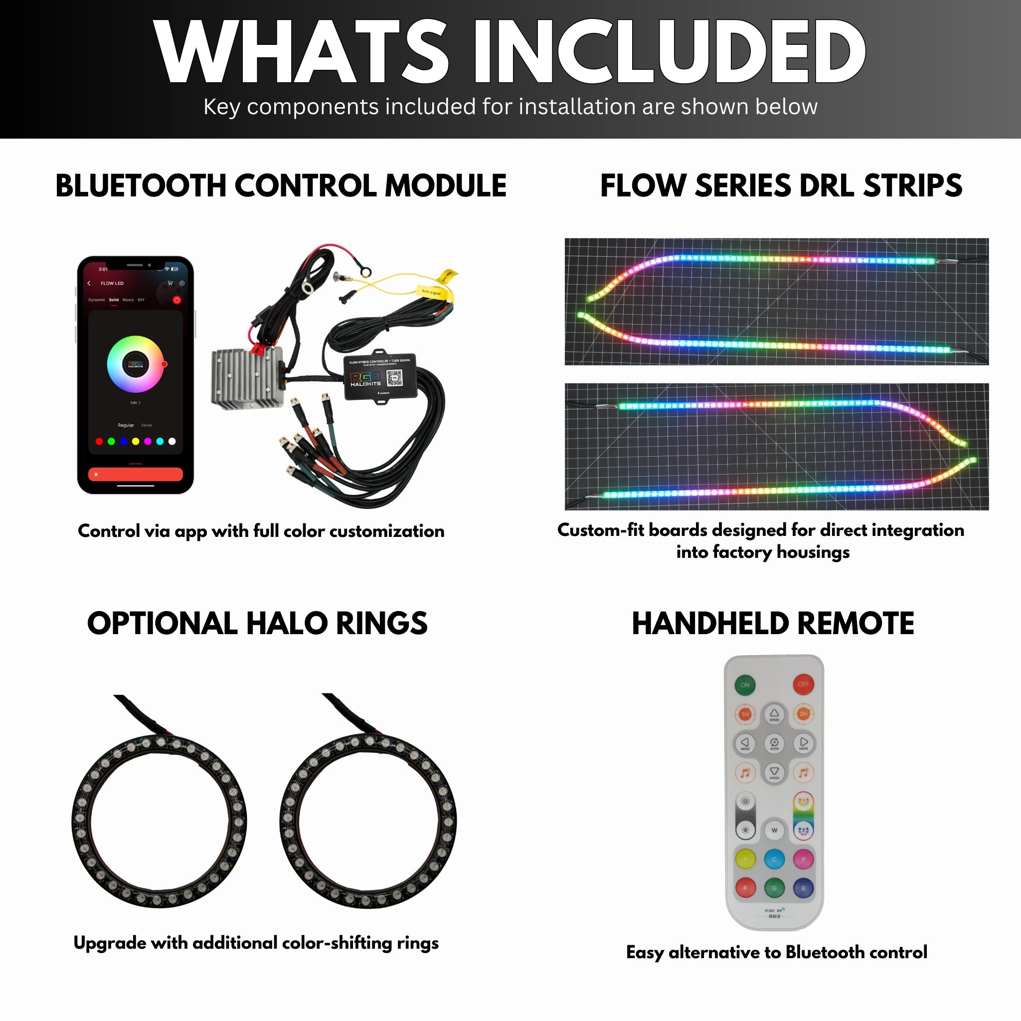 Dodge Charger Flow Series DRL Boards (2015-2023) – Custom Multicolor LED Lighting by RGB Halo Kits