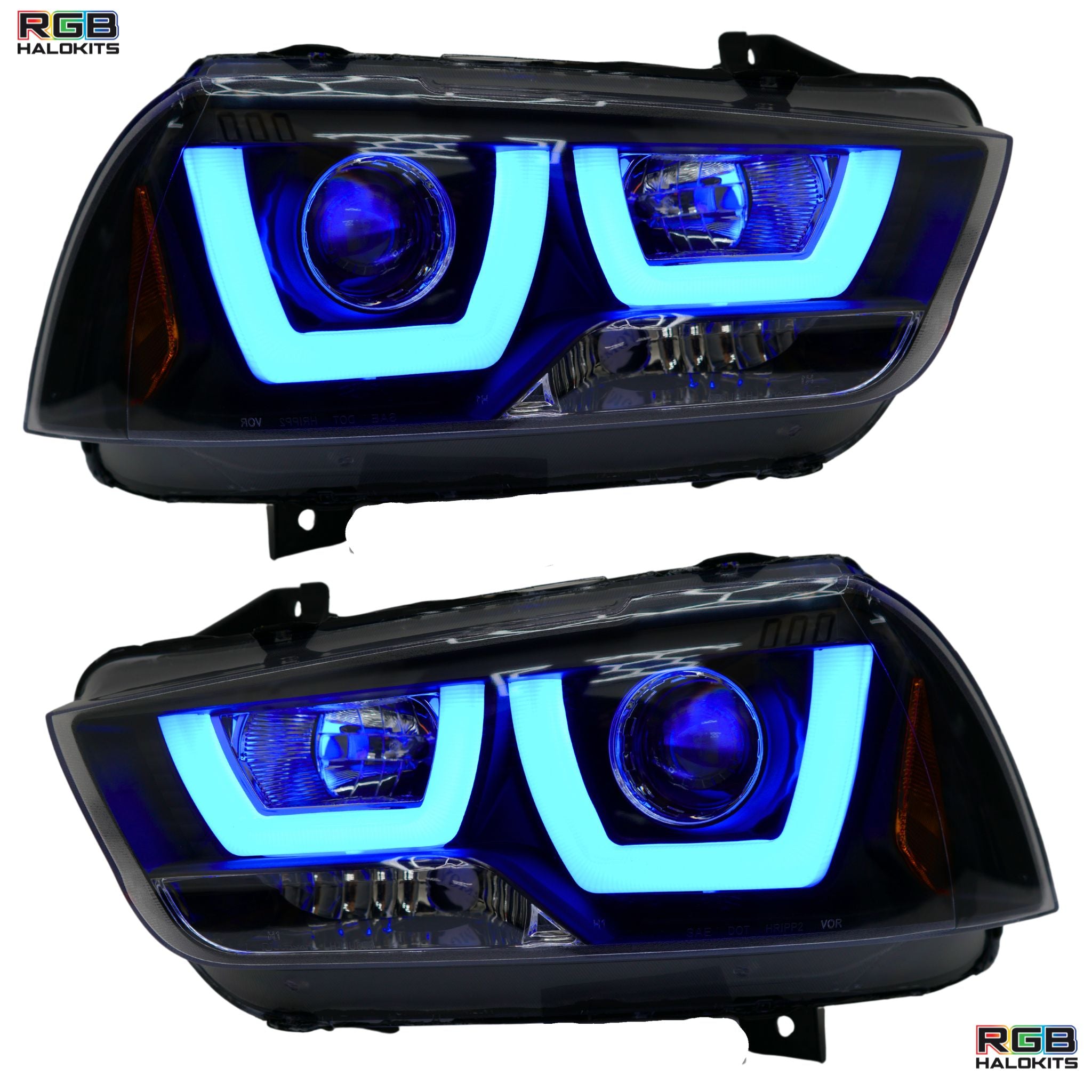 Dodge Charger Spec-D: Multicolor Flow Series Headlights (2011-2014) – Custom Multicolor LED Lighting by RGB Halo Kits