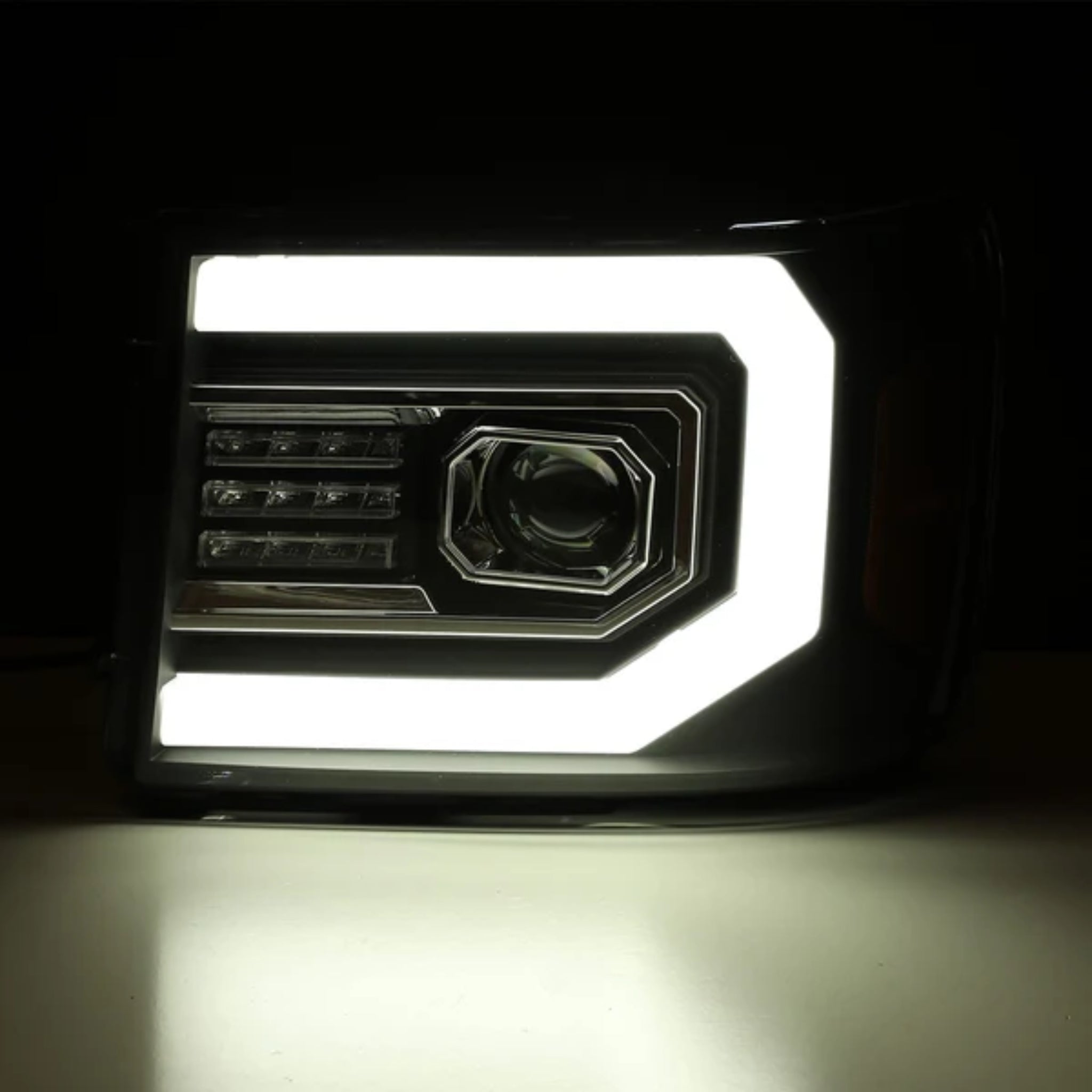 GMC Sierra: Multicolor Flow Series Jet Black Headlights (2007-2013) | Alpharex – Custom Multicolor LED Lighting by RGB Halo Kits