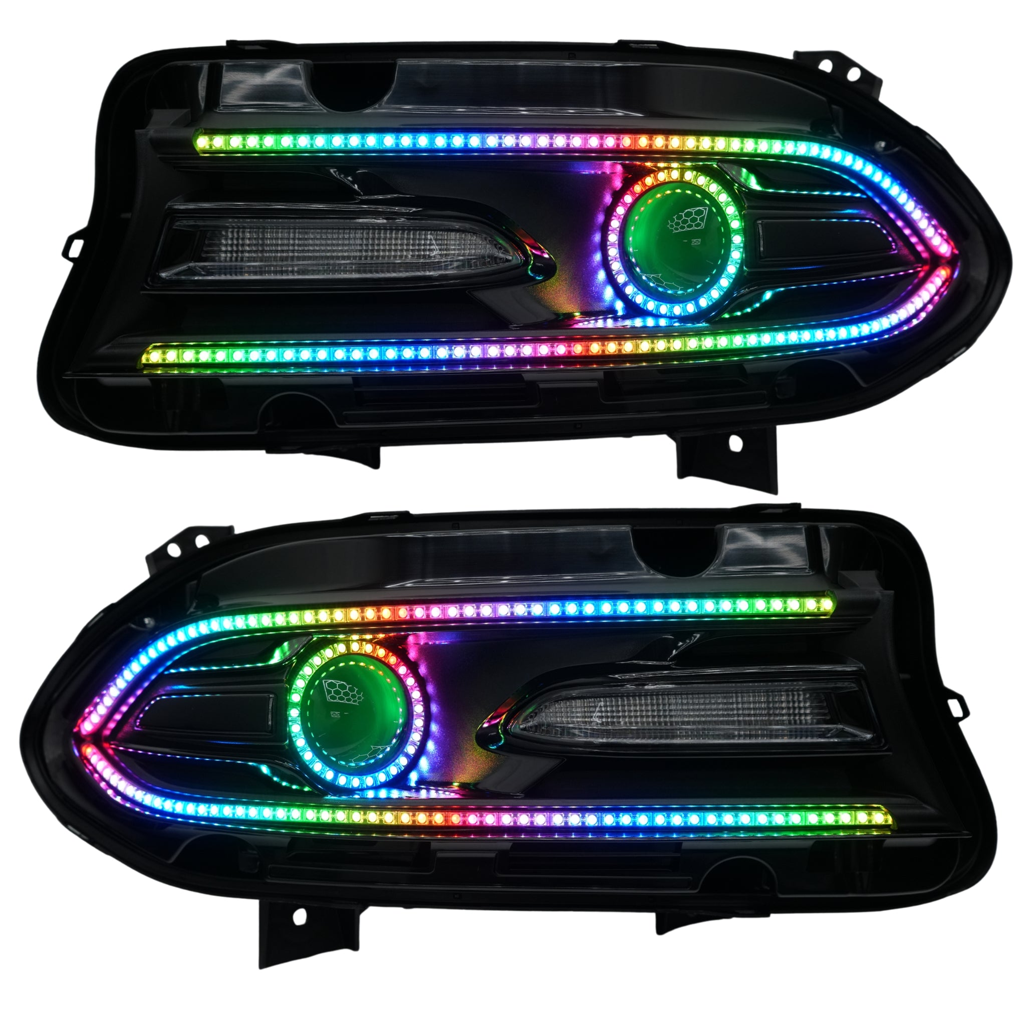 Dodge Charger: Multicolor Headlights (2015-2023) – Custom Multicolor LED Lighting by RGB Halo Kits