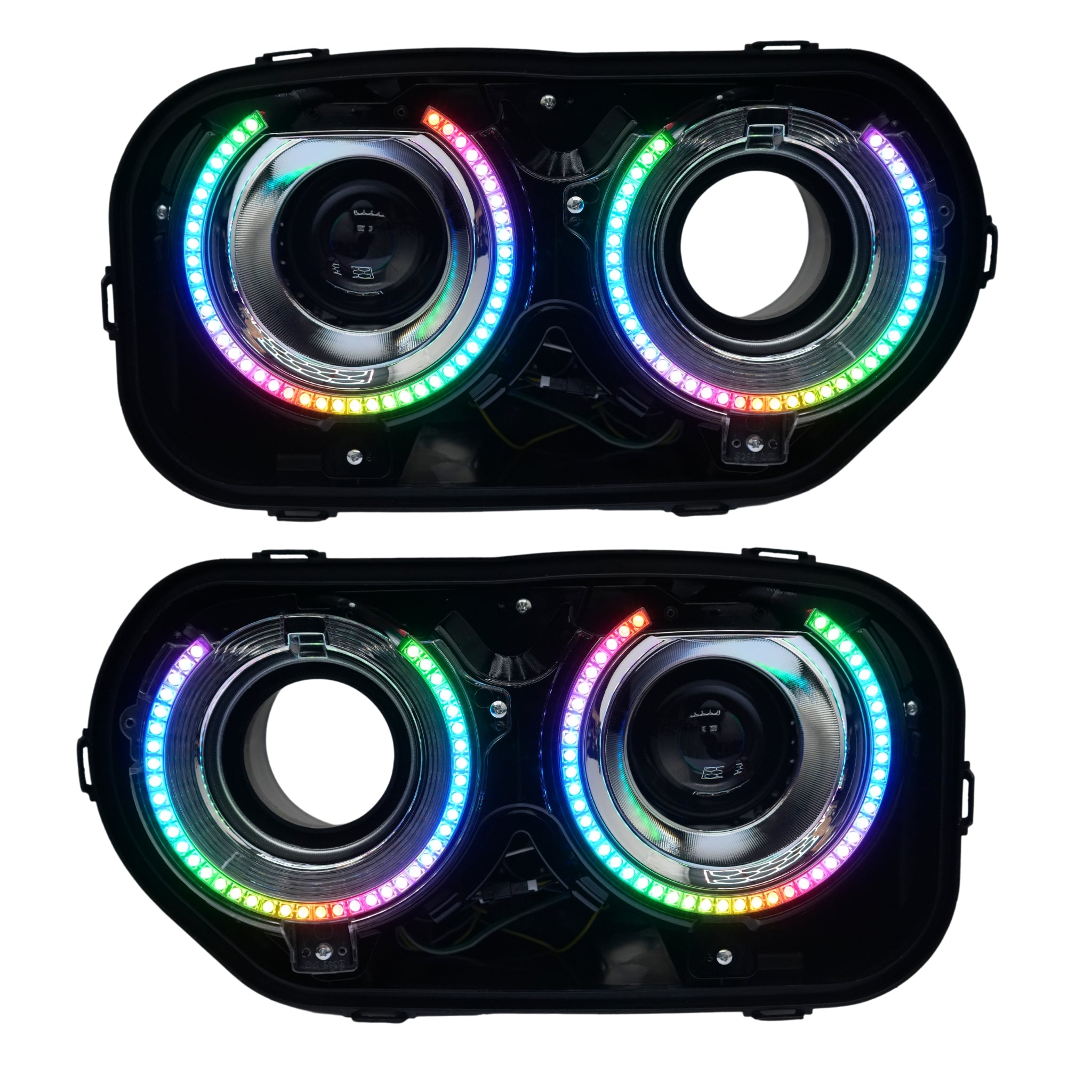 Dodge Challenger: Multicolor Headlights with RGBW Demon Eyes (2015-2023) – Custom Multicolor LED Lighting by RGB Halo Kits