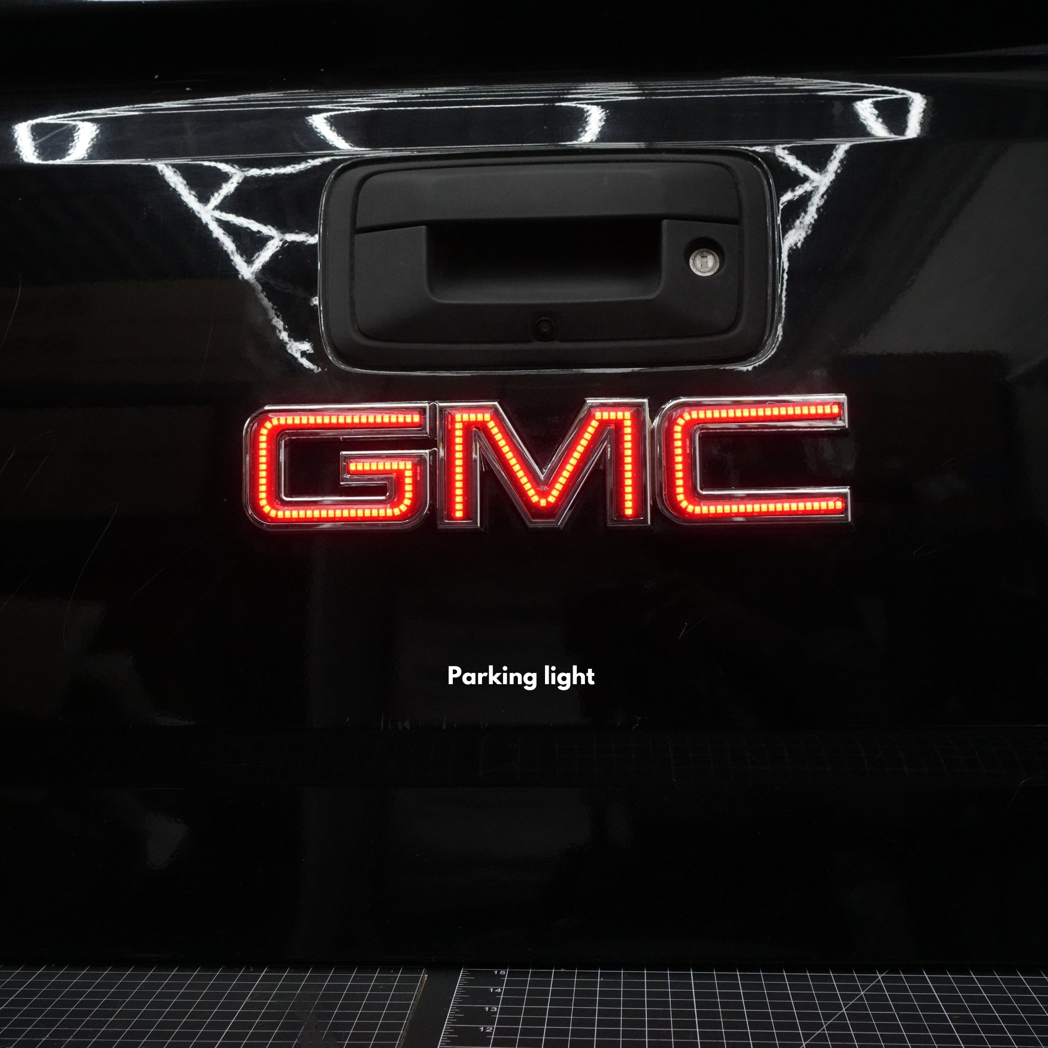 Rear Tailgate: GMC LED Emblem – Custom Multicolor LED Lighting by RGB Halo Kits
