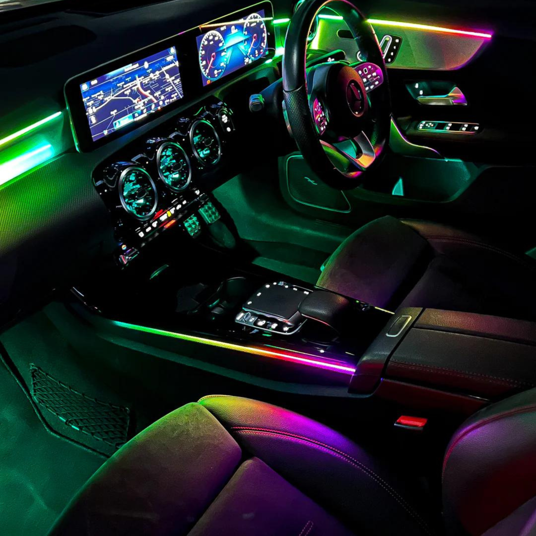Flow Series Fiber Optic Interior Lighting Kit – 43" Ultra-Thin LED Strips (Version 2.0) – Custom Multicolor LED Lighting by RGB Halo Kits