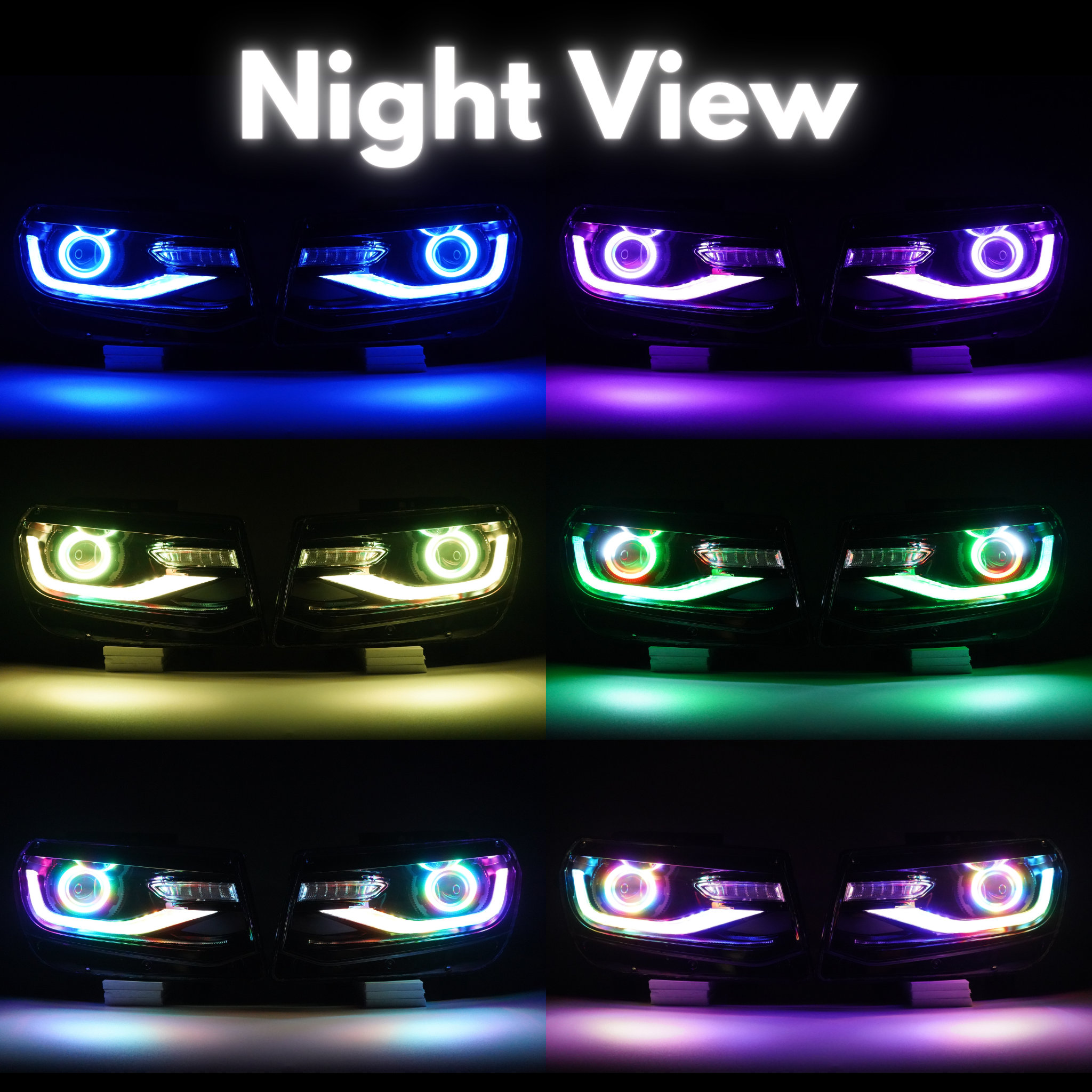Chevrolet Camaro: Multicolor Flow Series Headlights (2014-2015) – Custom Multicolor LED Lighting by RGB Halo Kits