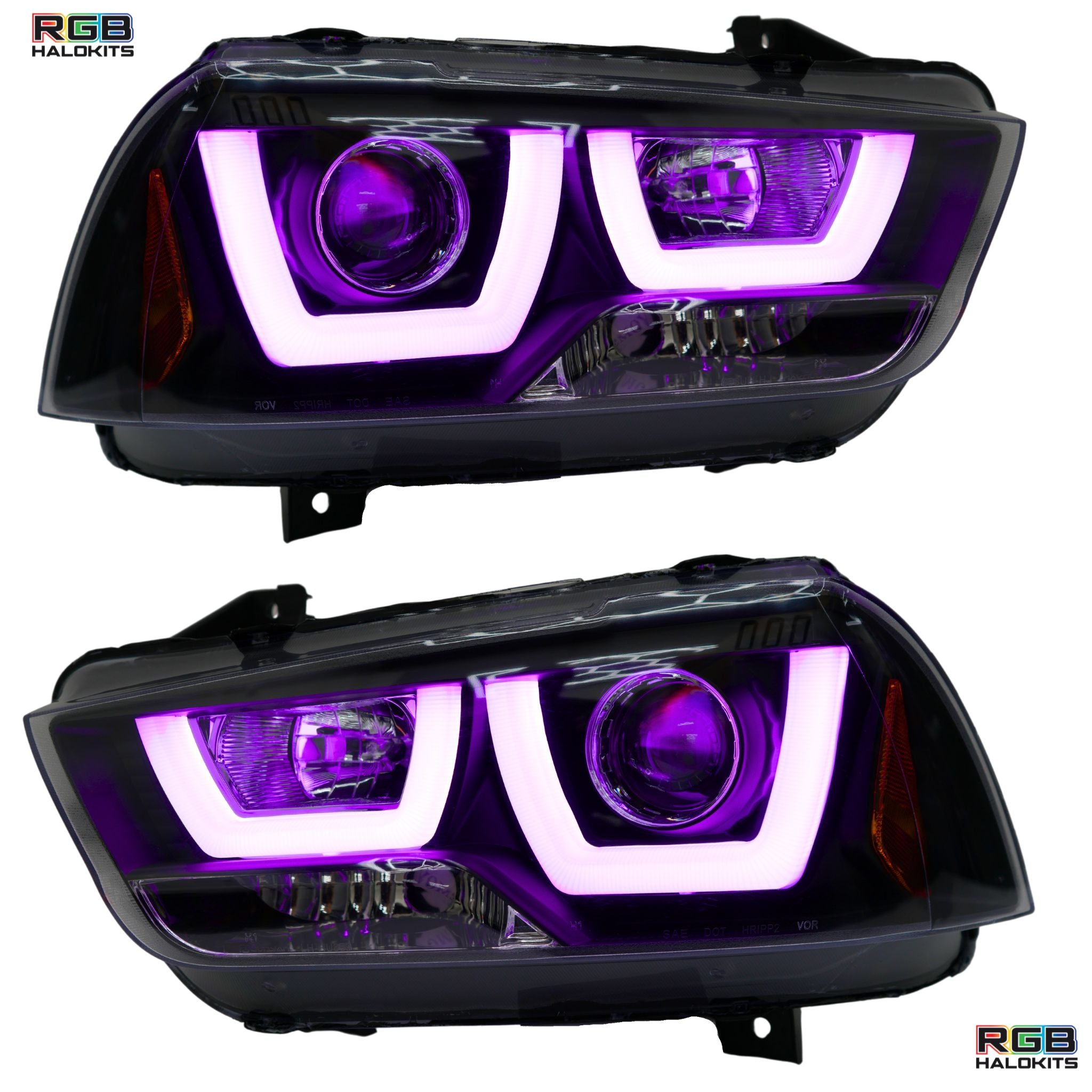 Dodge Charger Spec-D: Multicolor Flow Series Headlights (2011-2014) – Custom Multicolor LED Lighting by RGB Halo Kits
