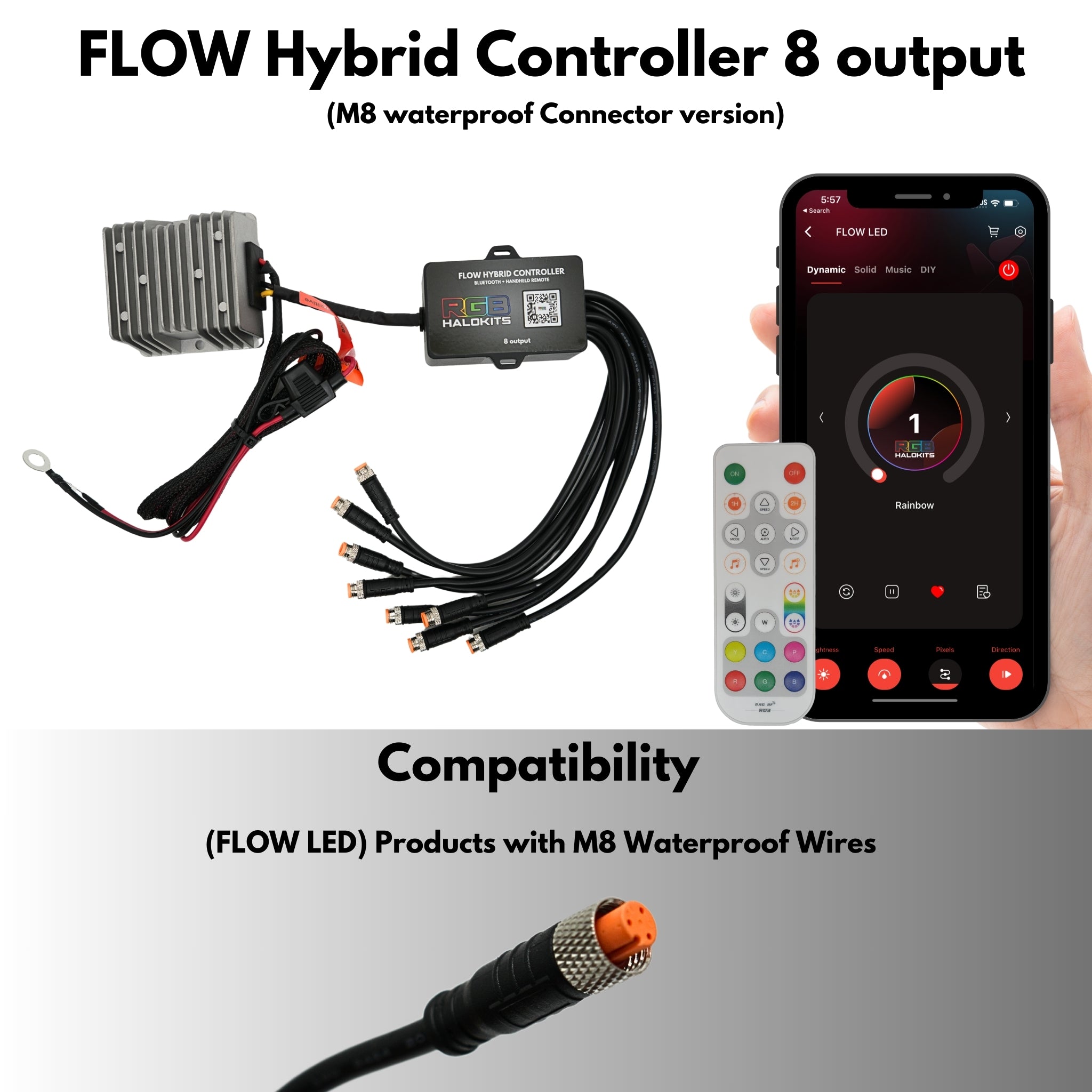 Hybrid LED Controller (Bluetooth + Handheld) – Custom Multicolor LED Lighting by RGB Halo Kits