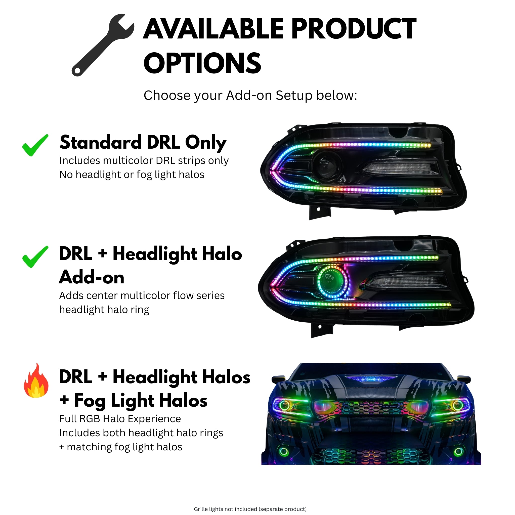 Dodge Charger Flow Series DRL Boards (2015-2023) – Custom Multicolor LED Lighting by RGB Halo Kits